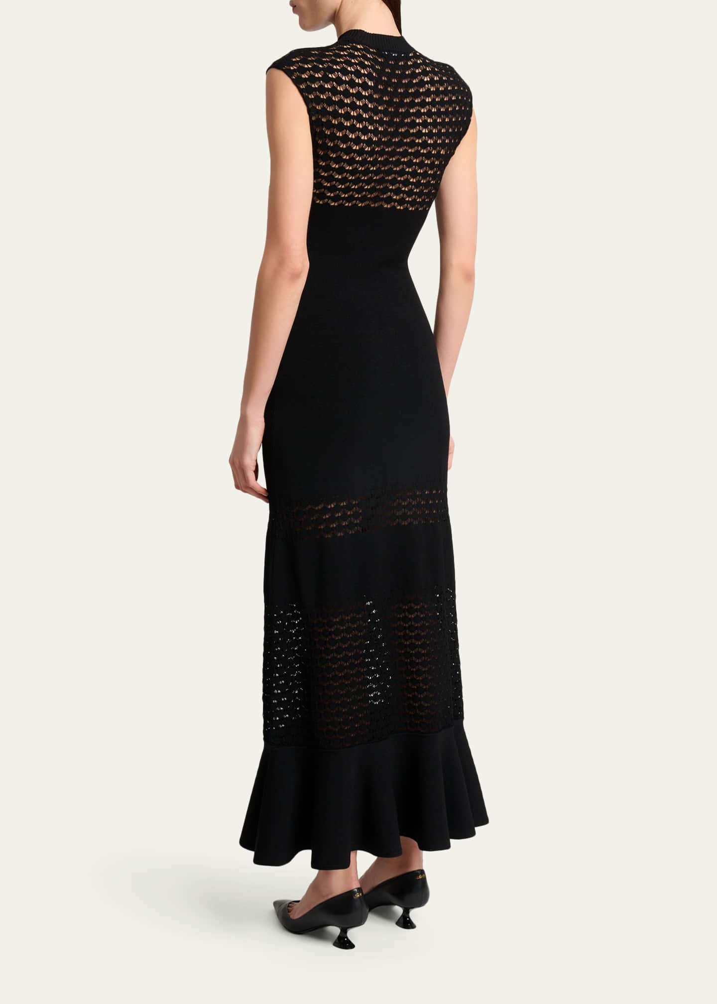 Lanvin Lace Open-Knit Ruffle Maxi Dress - Bergdorf Goodman