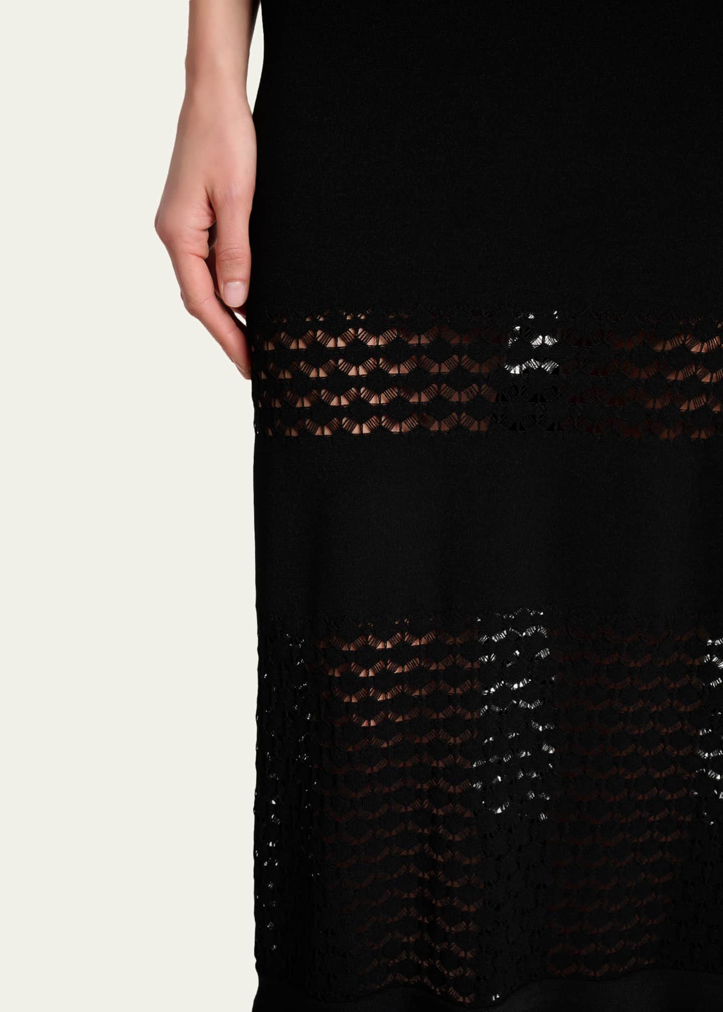 Lanvin Lace Open-Knit Ruffle Maxi Dress - Bergdorf Goodman