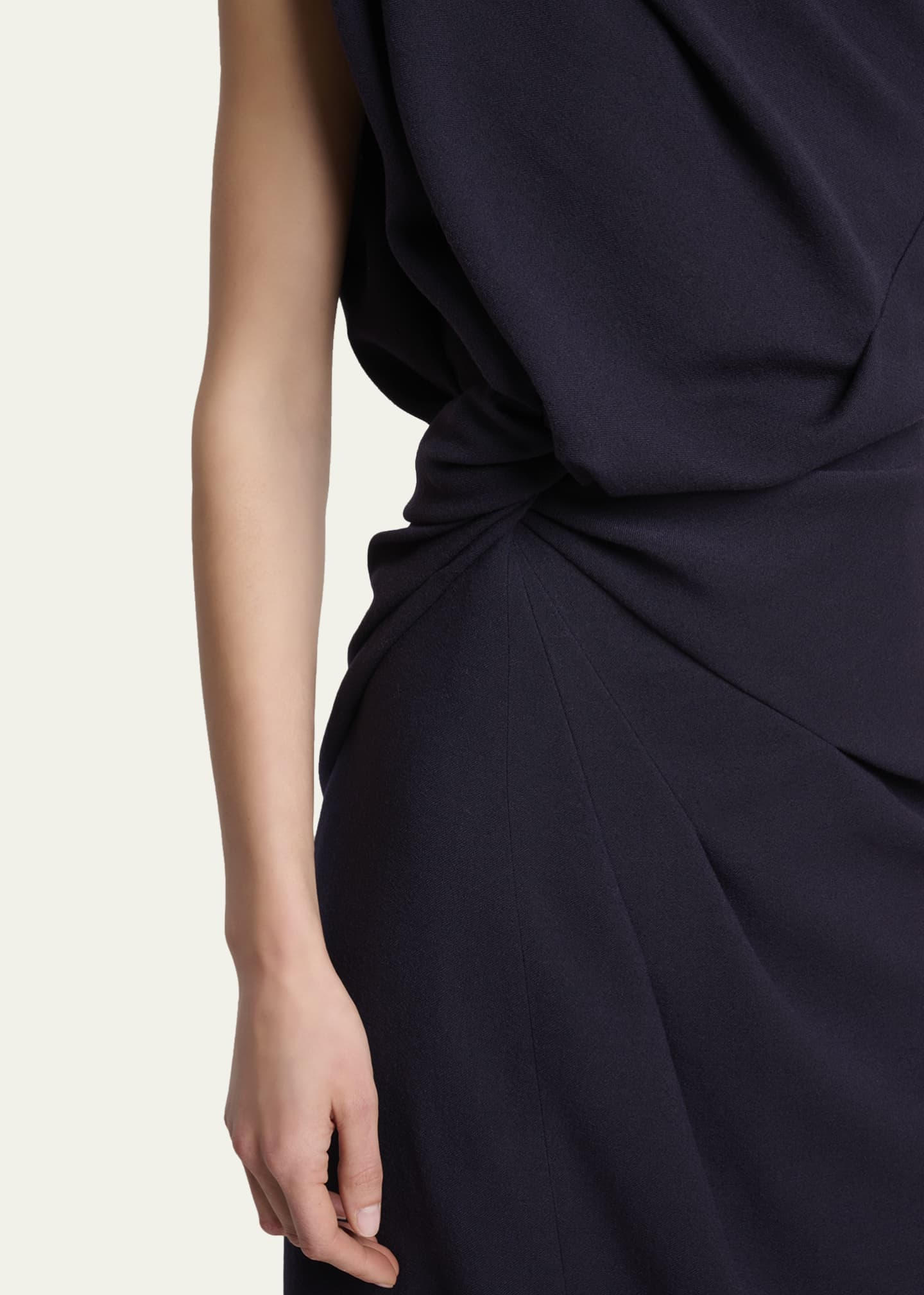 Lanvin Draped Shoulder Sleeveless Midi Dress - Bergdorf Goodman