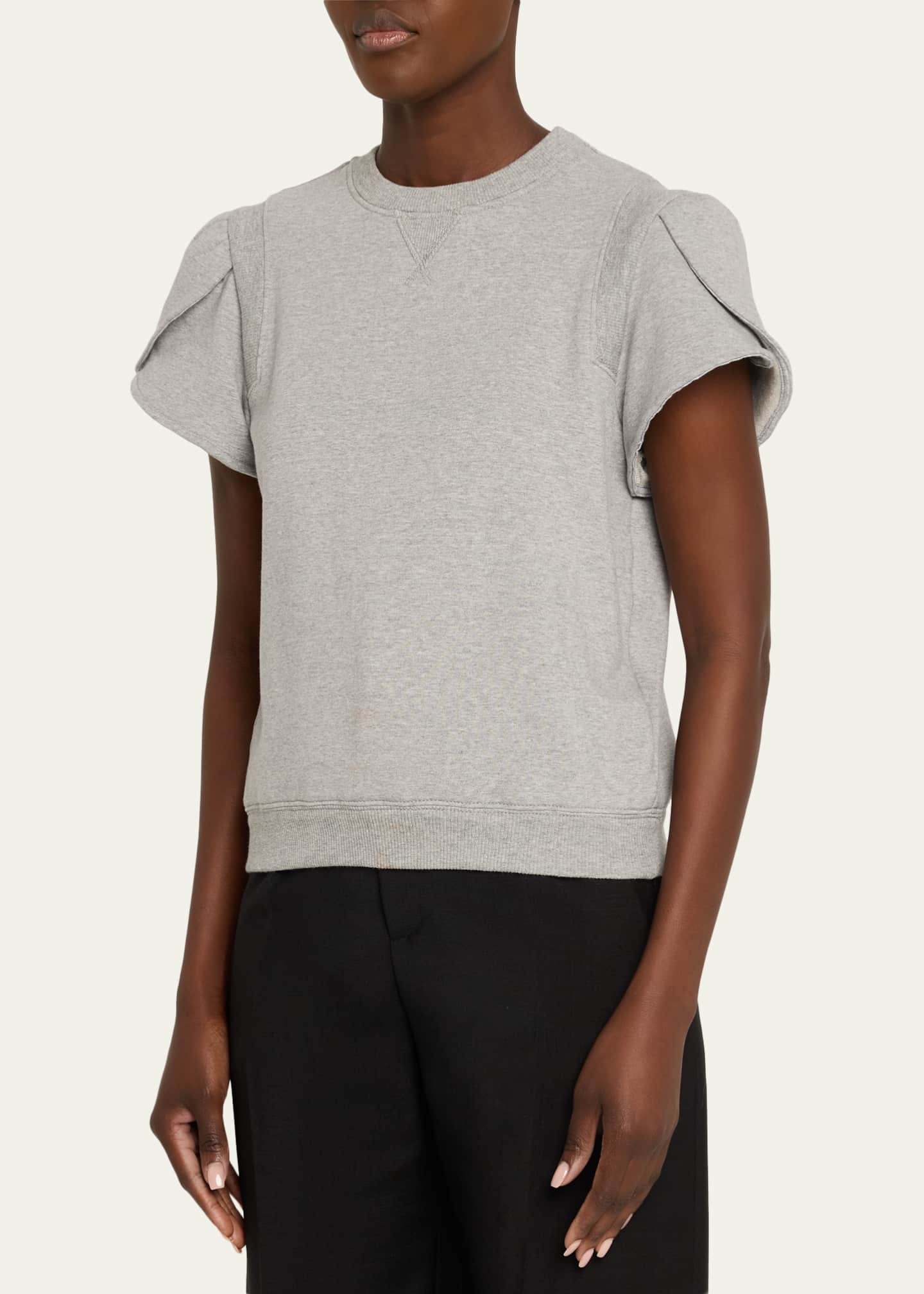 3.1 Phillip Lim パイル英字スウェット トレーナー グレー 3.1 Phillip Lim Cropped Sweatshirt with Inseam Snaps | Shopbop