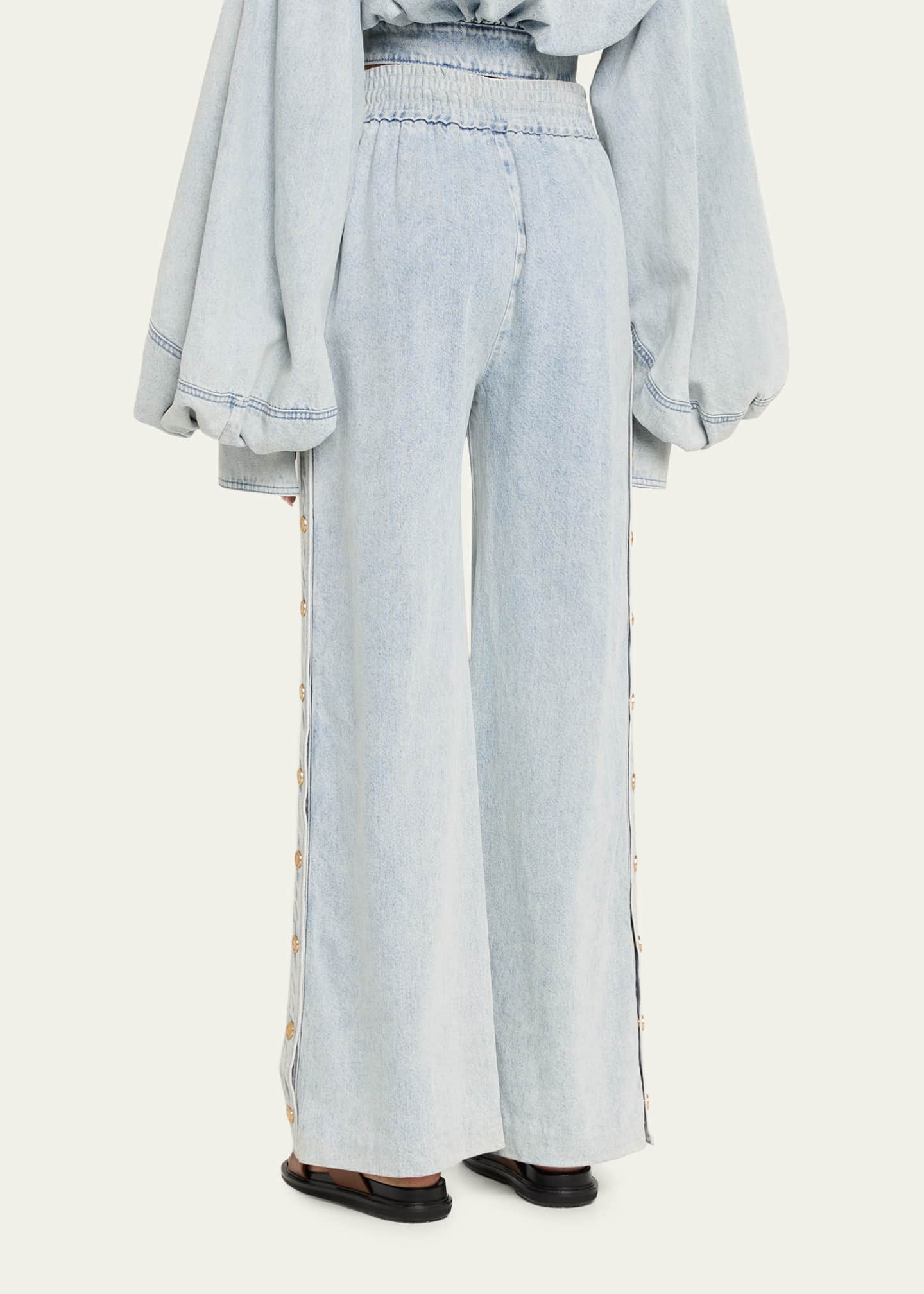 Zimmermann Denim Drawstring Snap Pants - Bergdorf Goodman