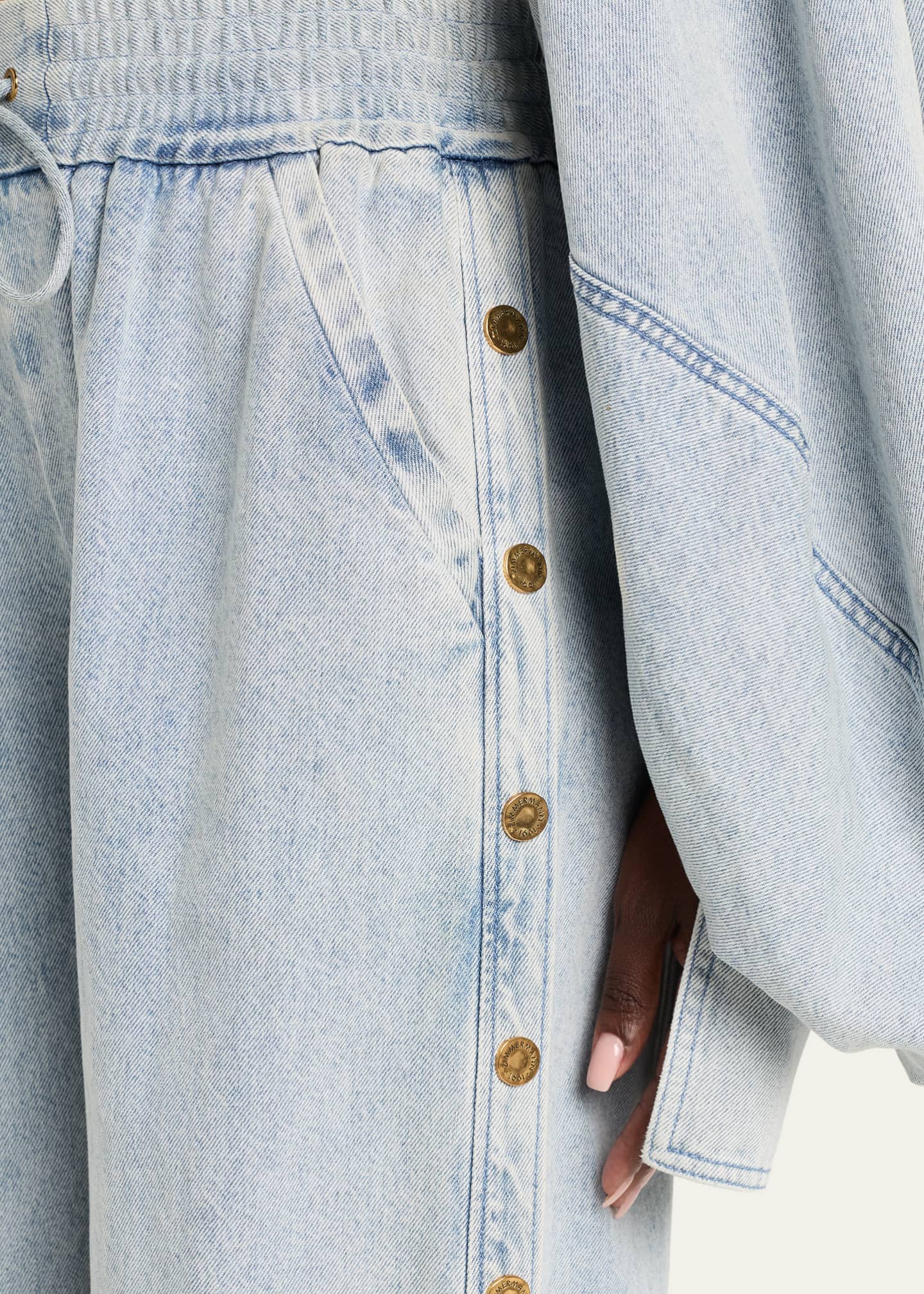 Zimmermann Denim Drawstring Snap Pants - Bergdorf Goodman