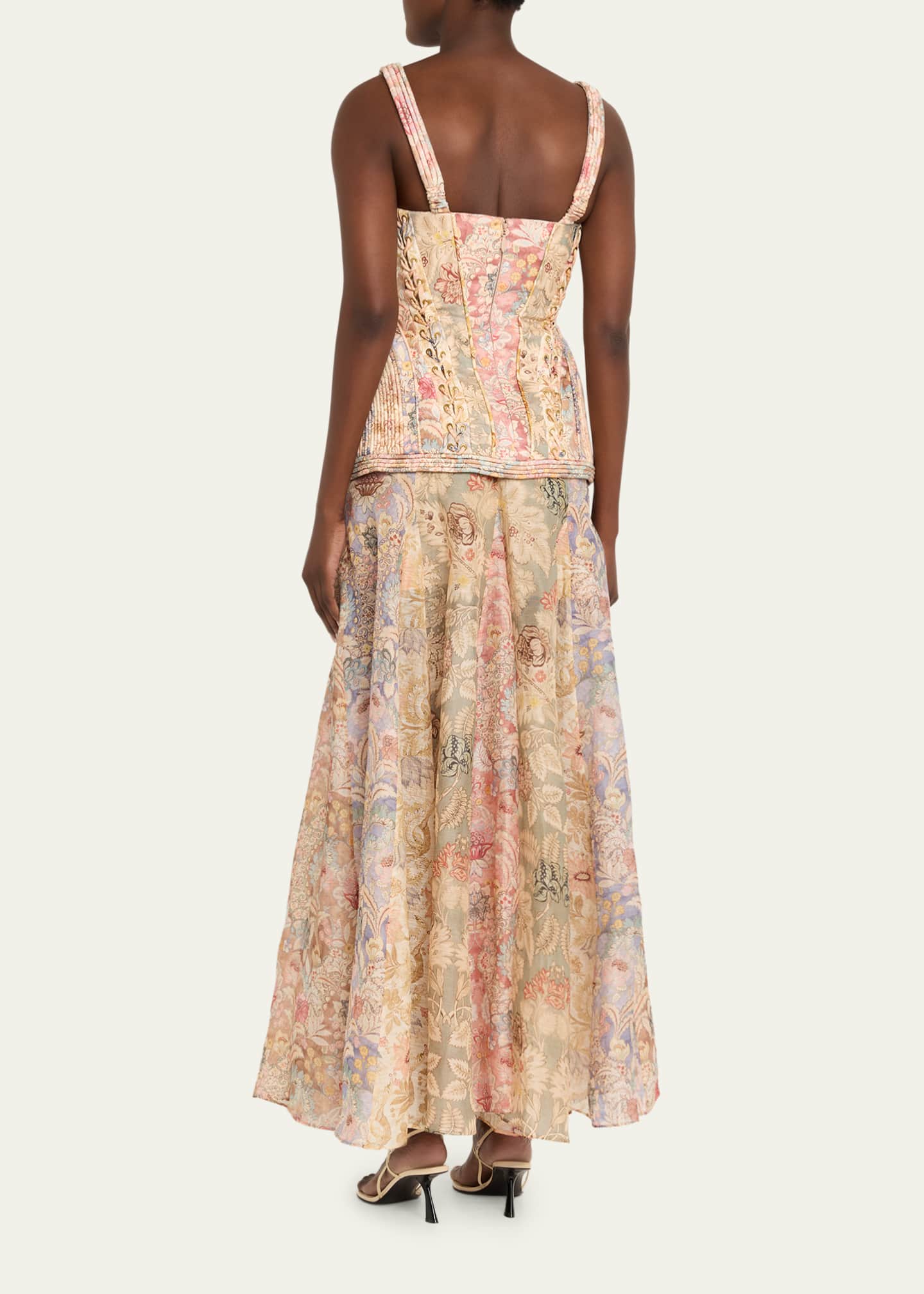 strapless open back dress Zimmermann pink floral cut out silk dress - BOPF main image 0