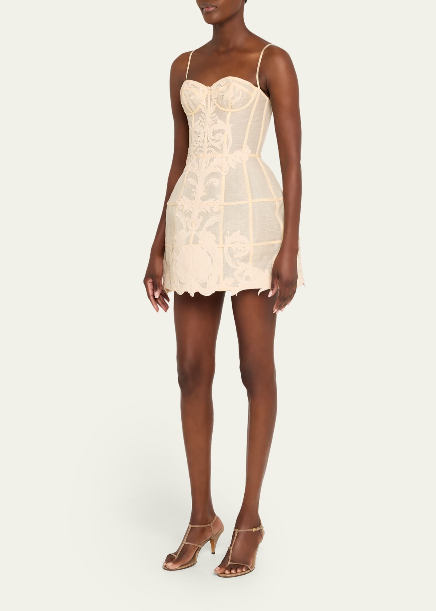 rebellion lace dress Zimmermann Women's Rebellion Linen & Silk Lace-Up Minidress - Natural