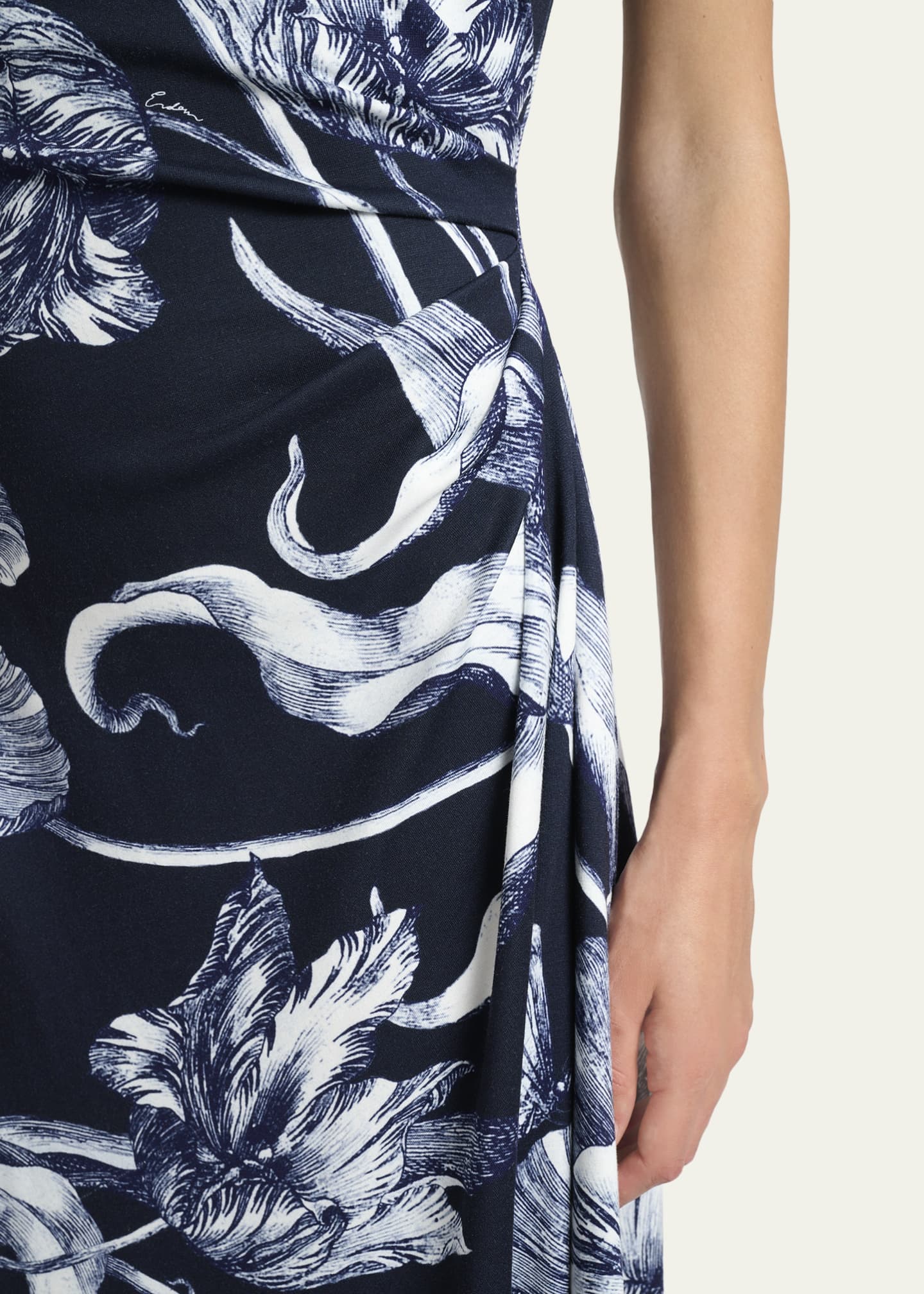 Erdem Floral-Print Draped Sleeveless Midi Dress - Bergdorf Goodman