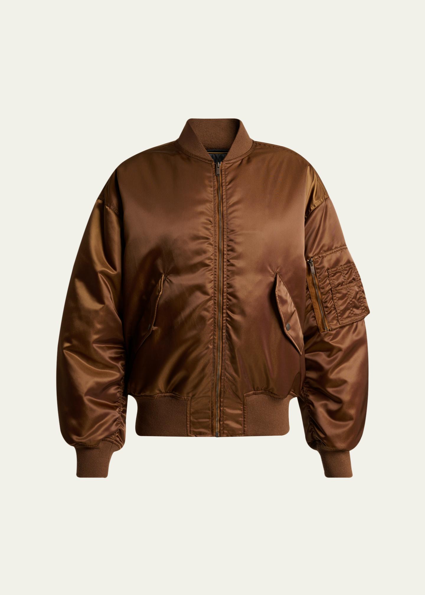 Saint Laurent Satin Bomber Jacket - Bergdorf Goodman