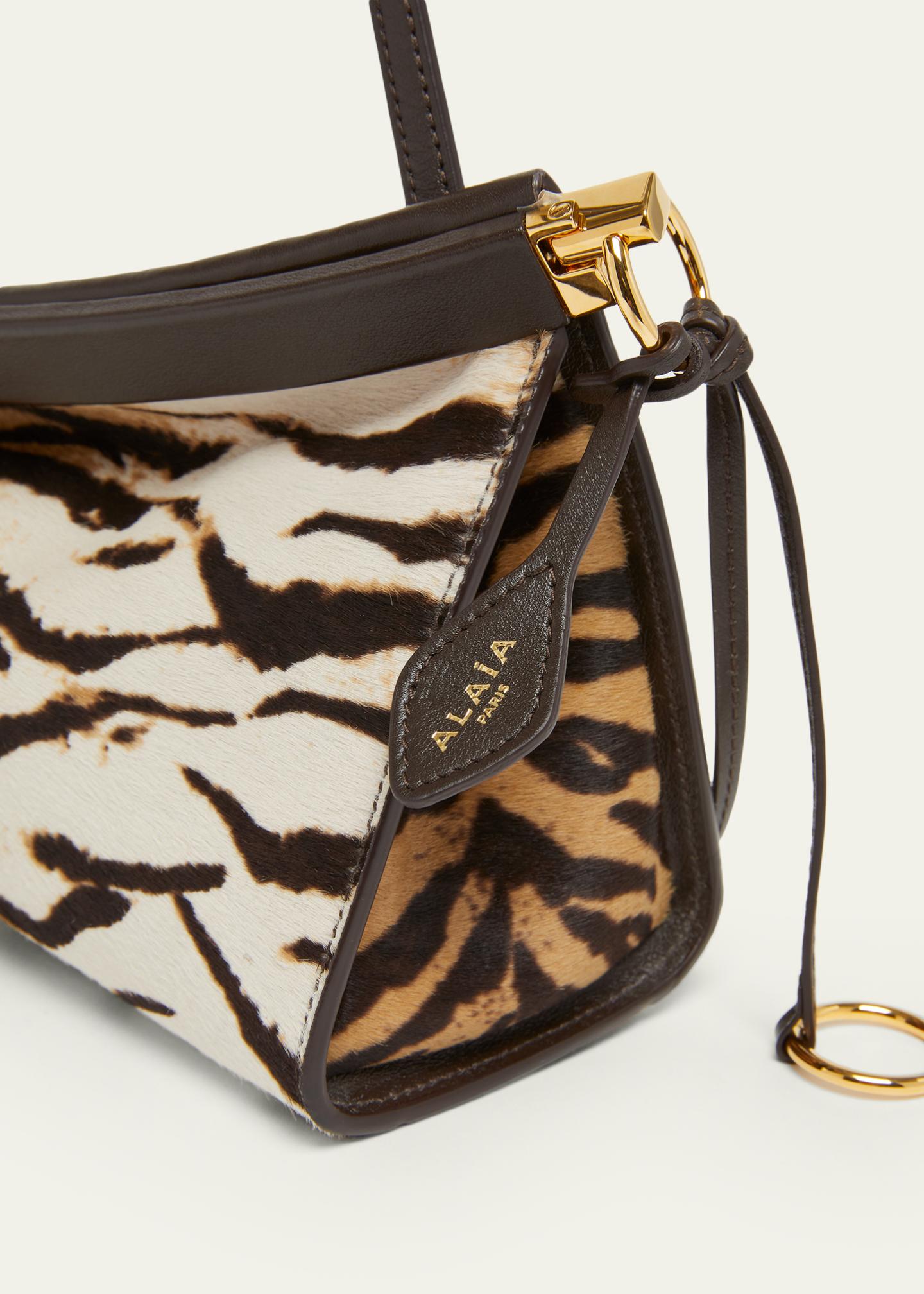 ALAÏA Le Click Tiger-Print Calf Hair East-West Shoulder Bag