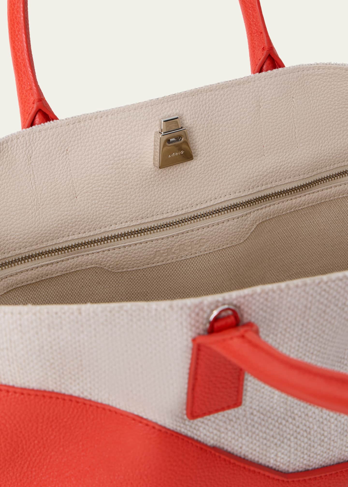 Akris AI Medium Leather & Canvas Top-Handle Bag - Bergdorf Goodman