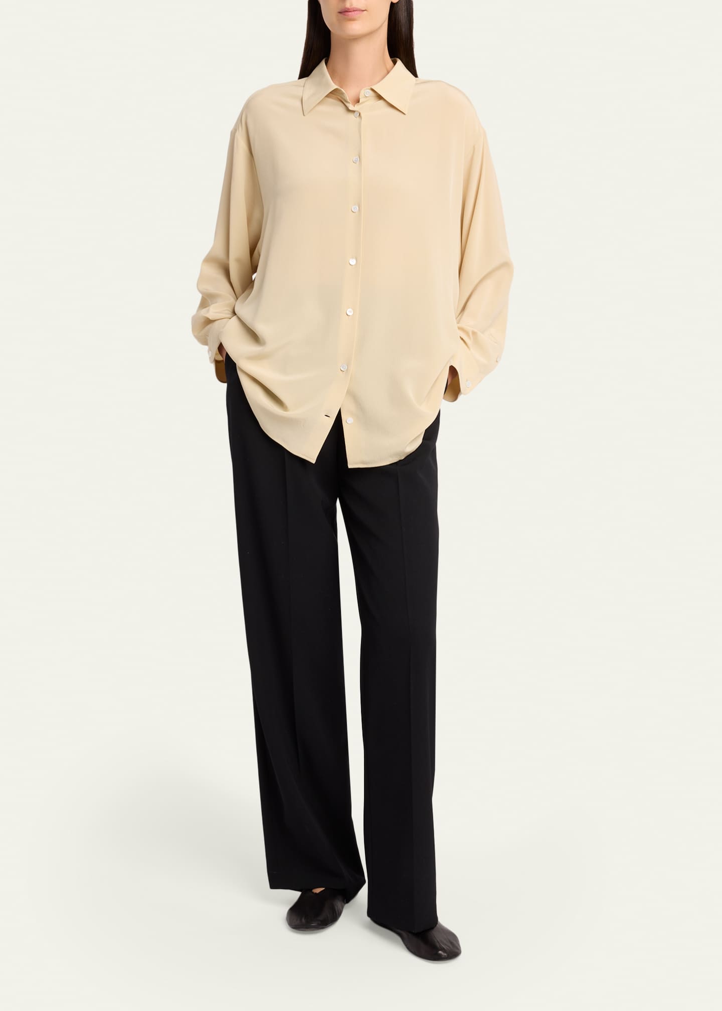 THE ROW Luka Oversized Silk Button-Down Shirt - Bergdorf Goodman