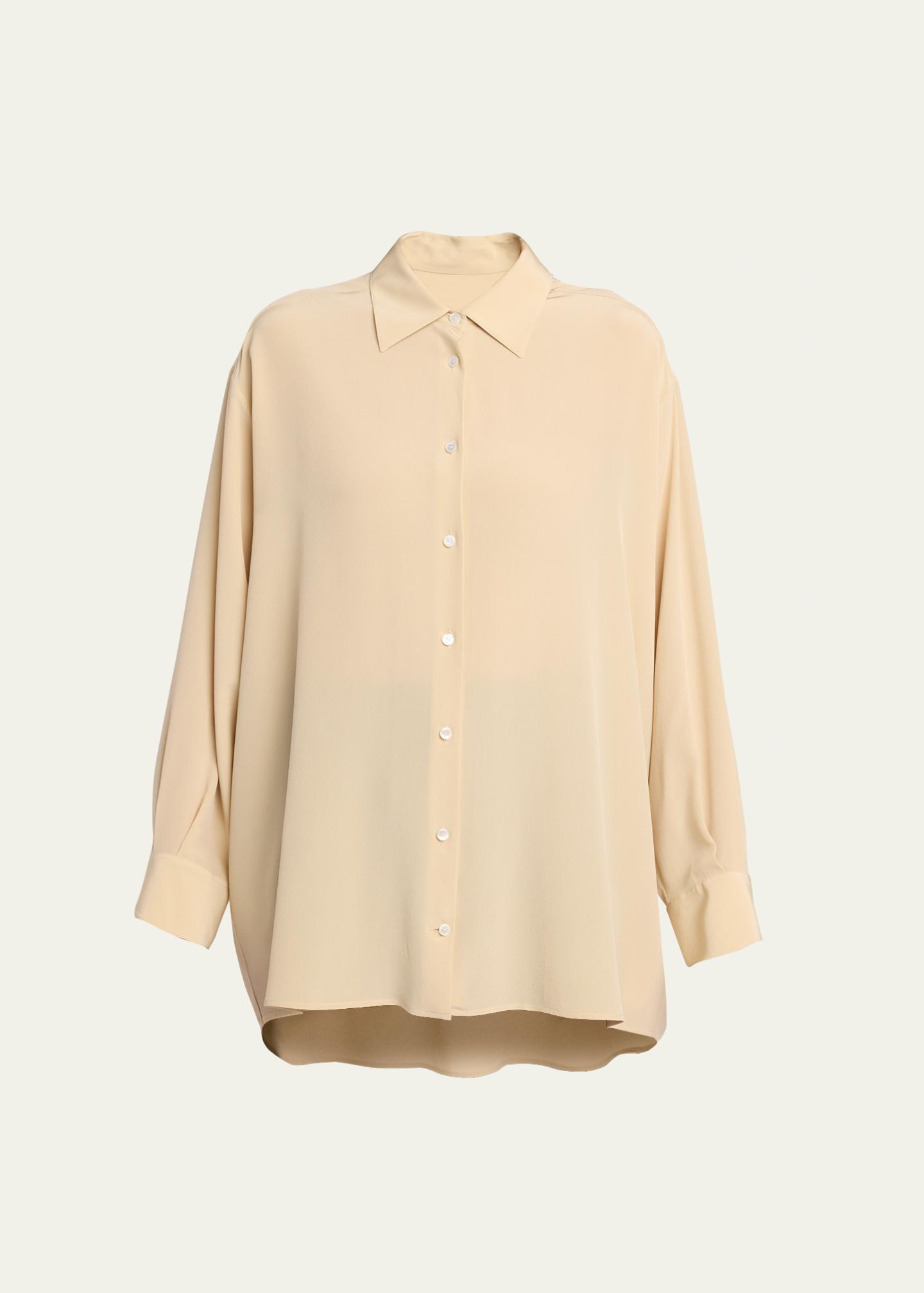 THE ROW Luka Oversized Silk Button-Down Shirt - Bergdorf Goodman