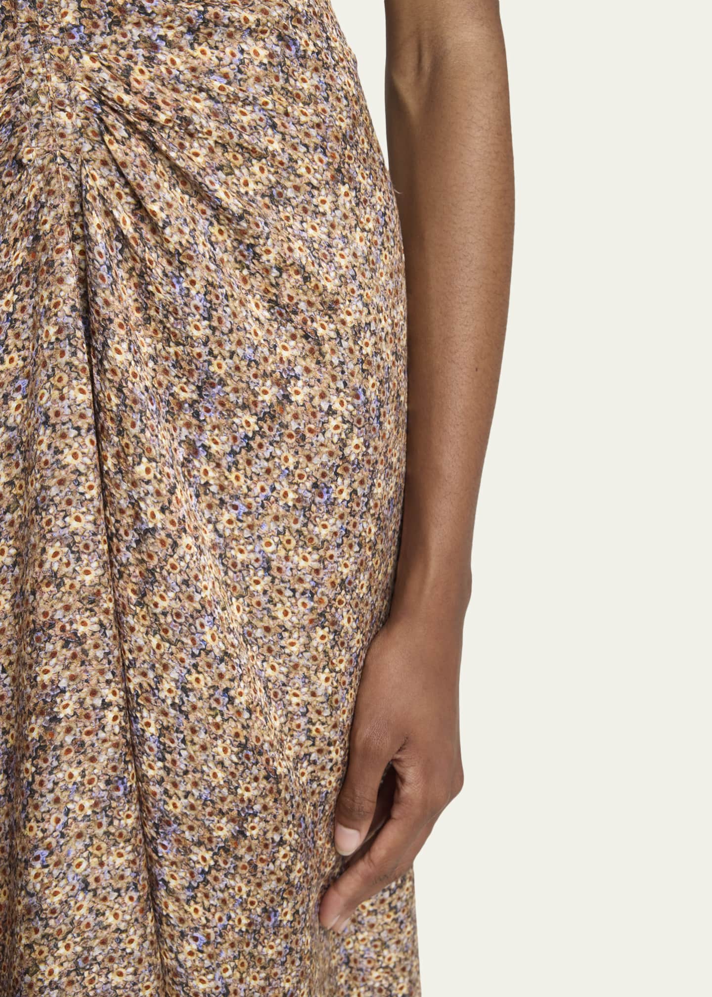 Isabel Marant Lyndsay Floral Satin Flutter-Sleeve Midi Dress - Bergdorf  Goodman