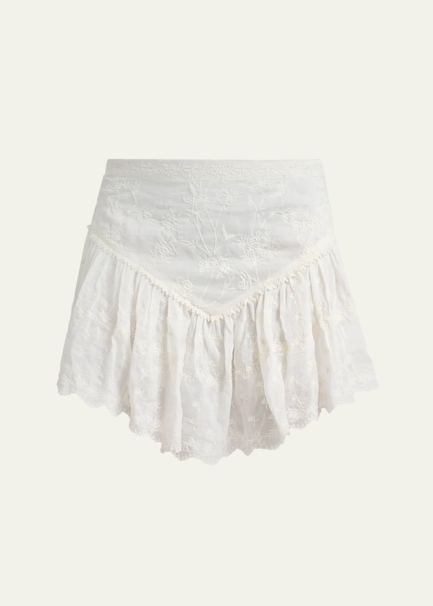 Isabel Marant Zoelia Embroidered Ruffle Mini Skirt - Bergdorf Goodman