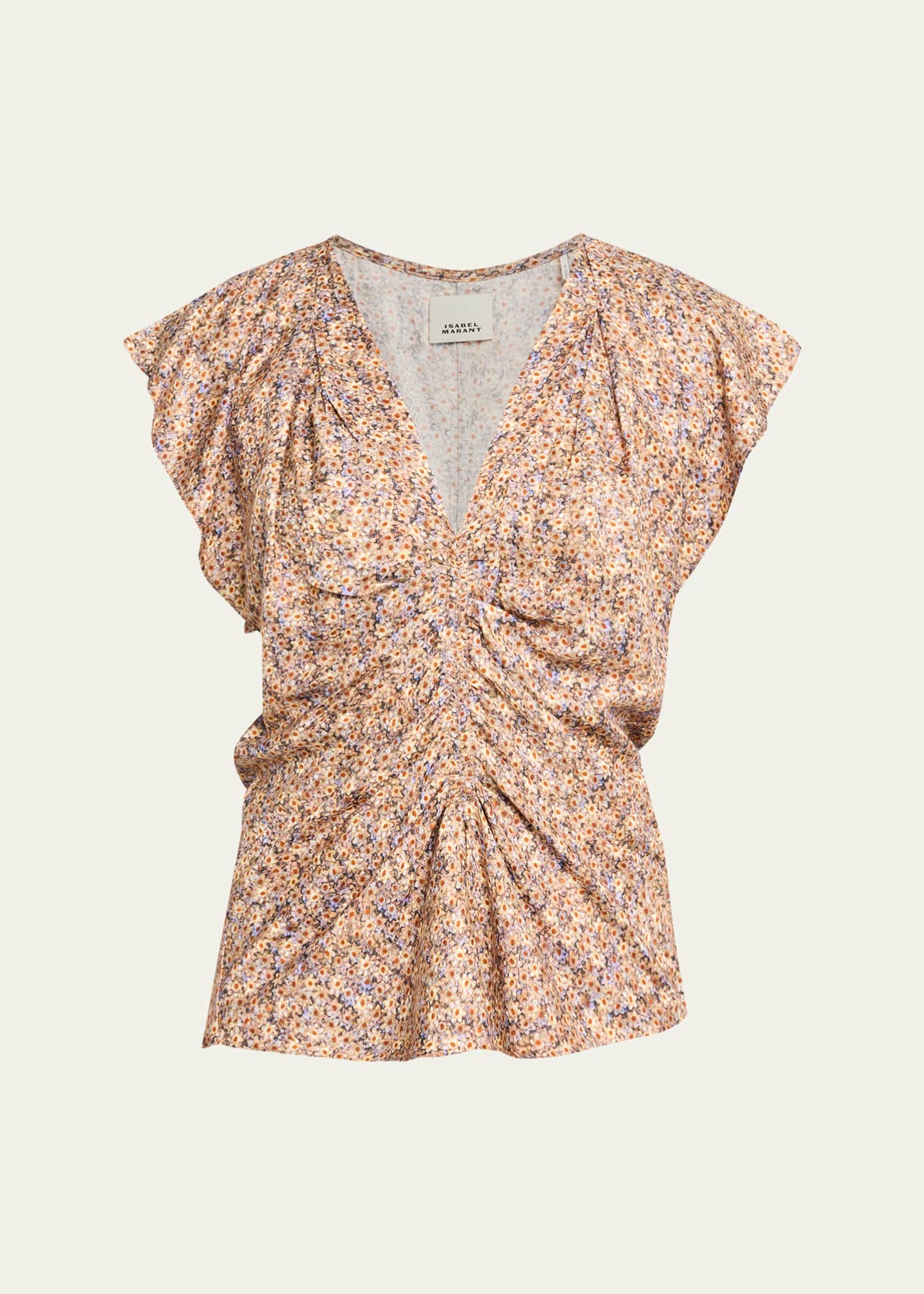 Isabel Marant Lonea Draped Floral Silk Jacquard Top - Bergdorf Goodman