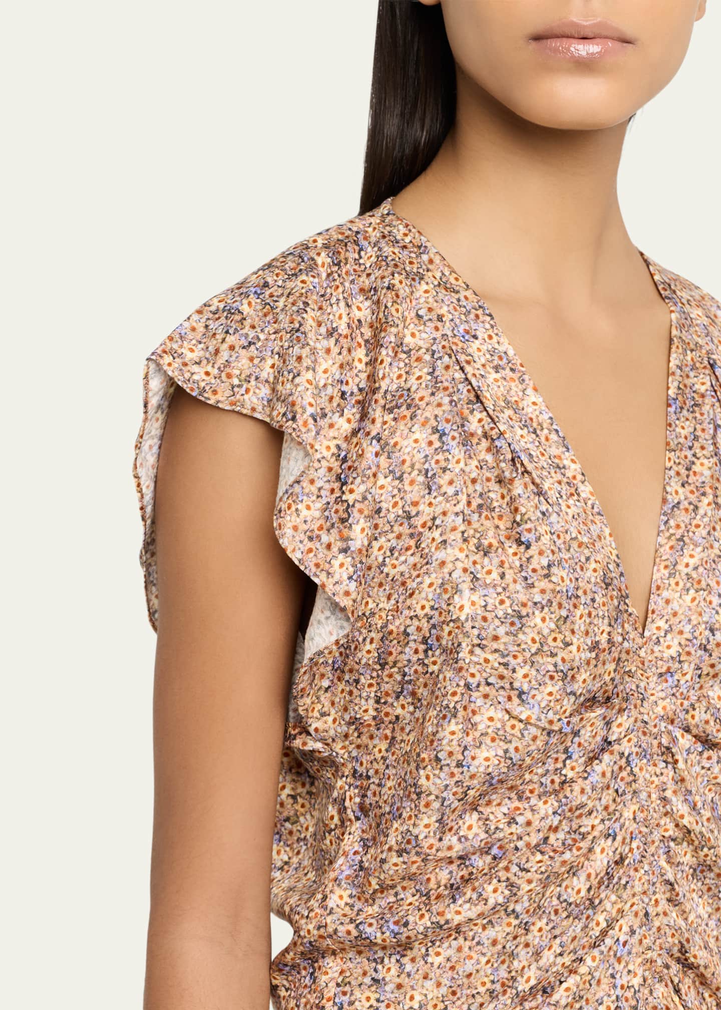 Isabel Marant Lonea Draped Floral Silk Jacquard Top - Bergdorf Goodman