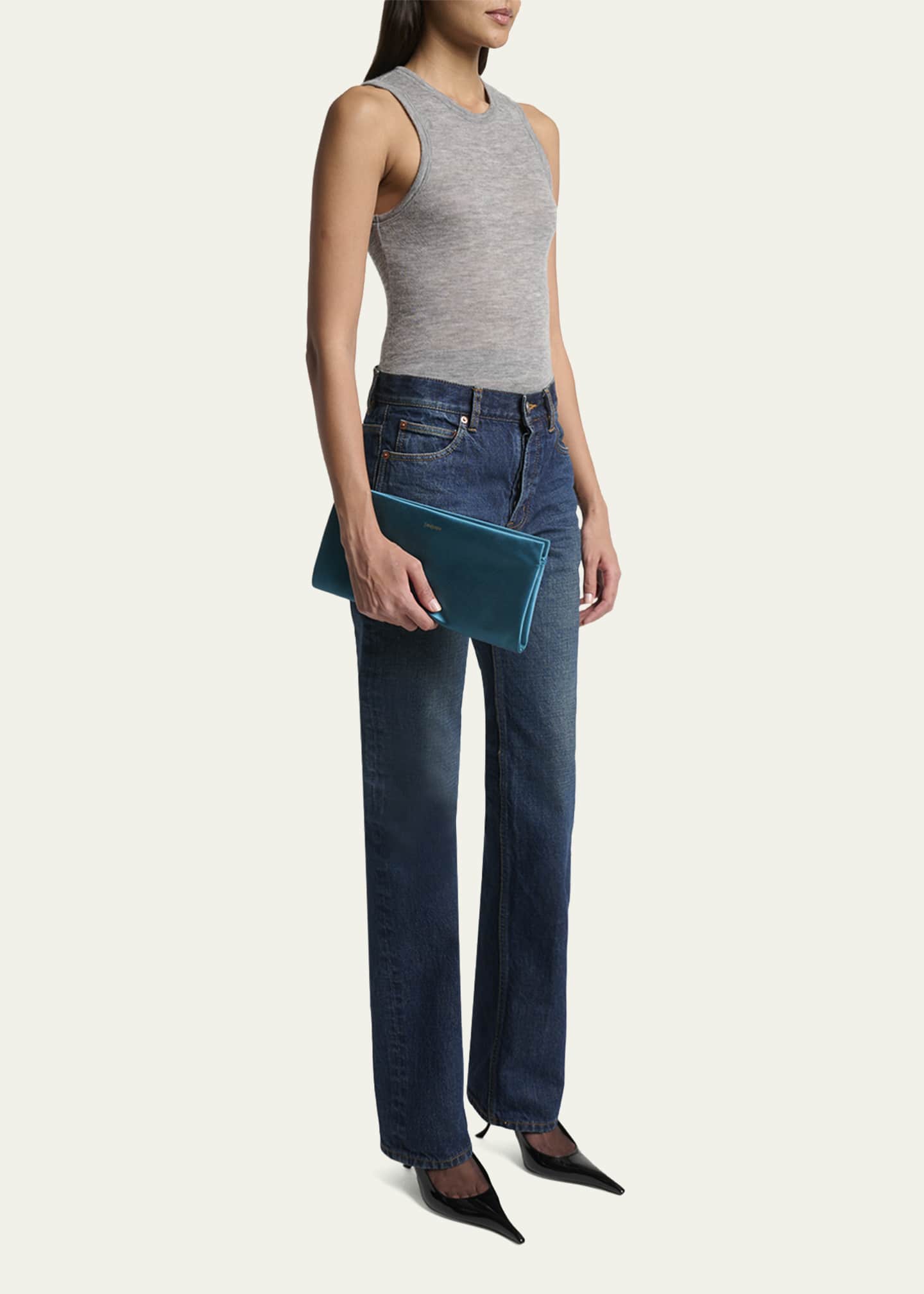 Soft YSL Clutch Bag in Satin