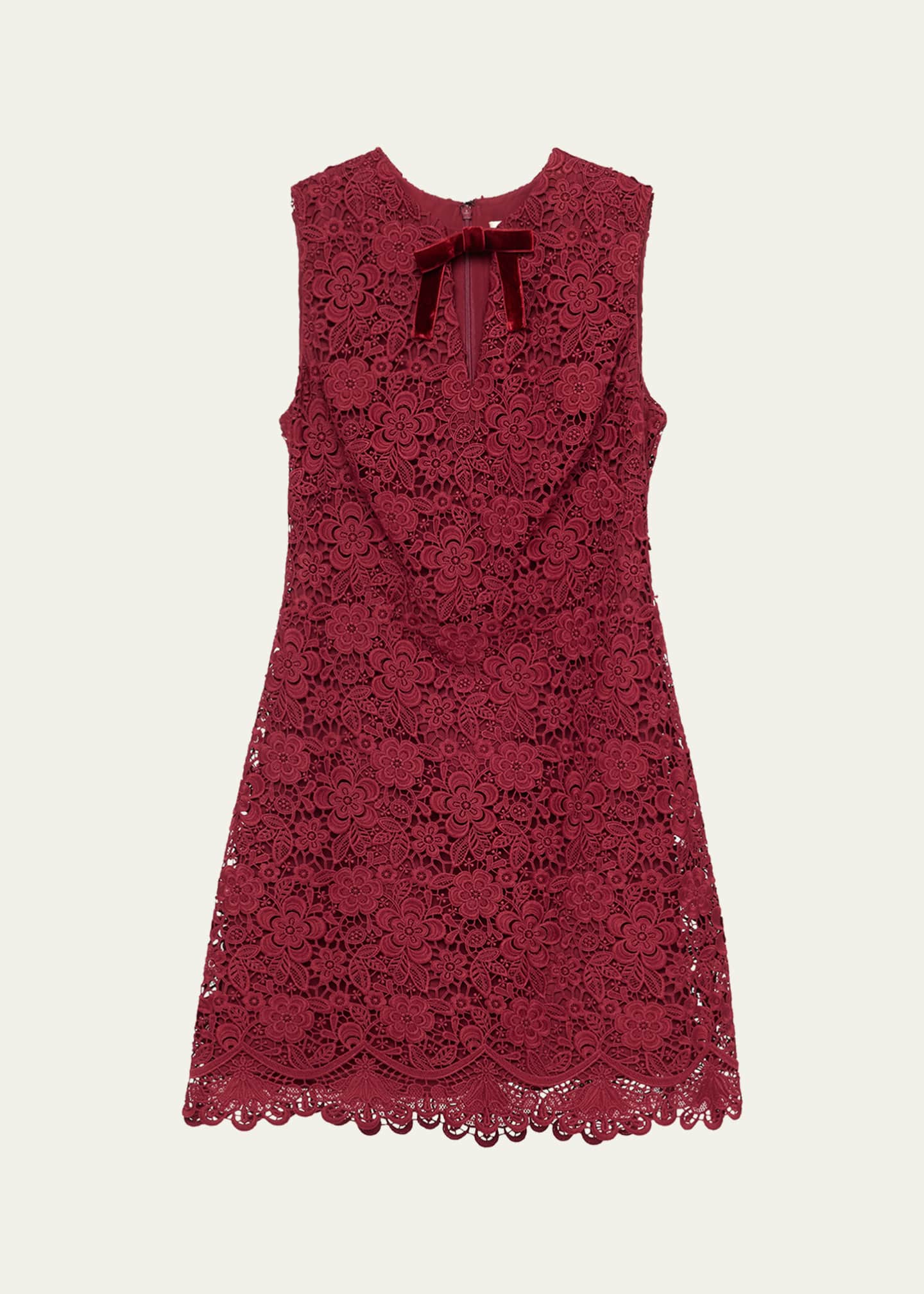 Shoshanna Mandi Cutout Bow-Front Floral Lace Mini Dress - Bergdorf Goodman