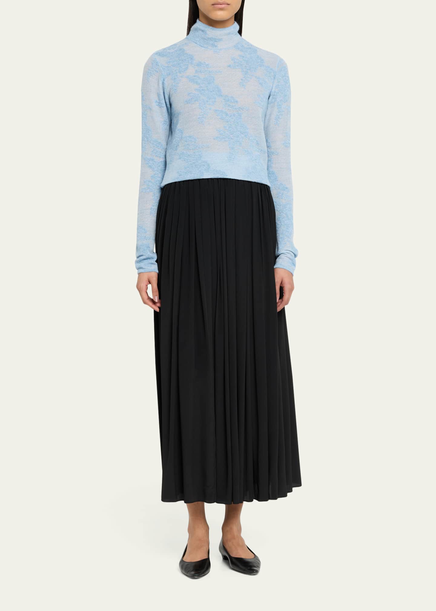 Ganni Sheer Floral Jacquard Turtleneck - Bergdorf Goodman