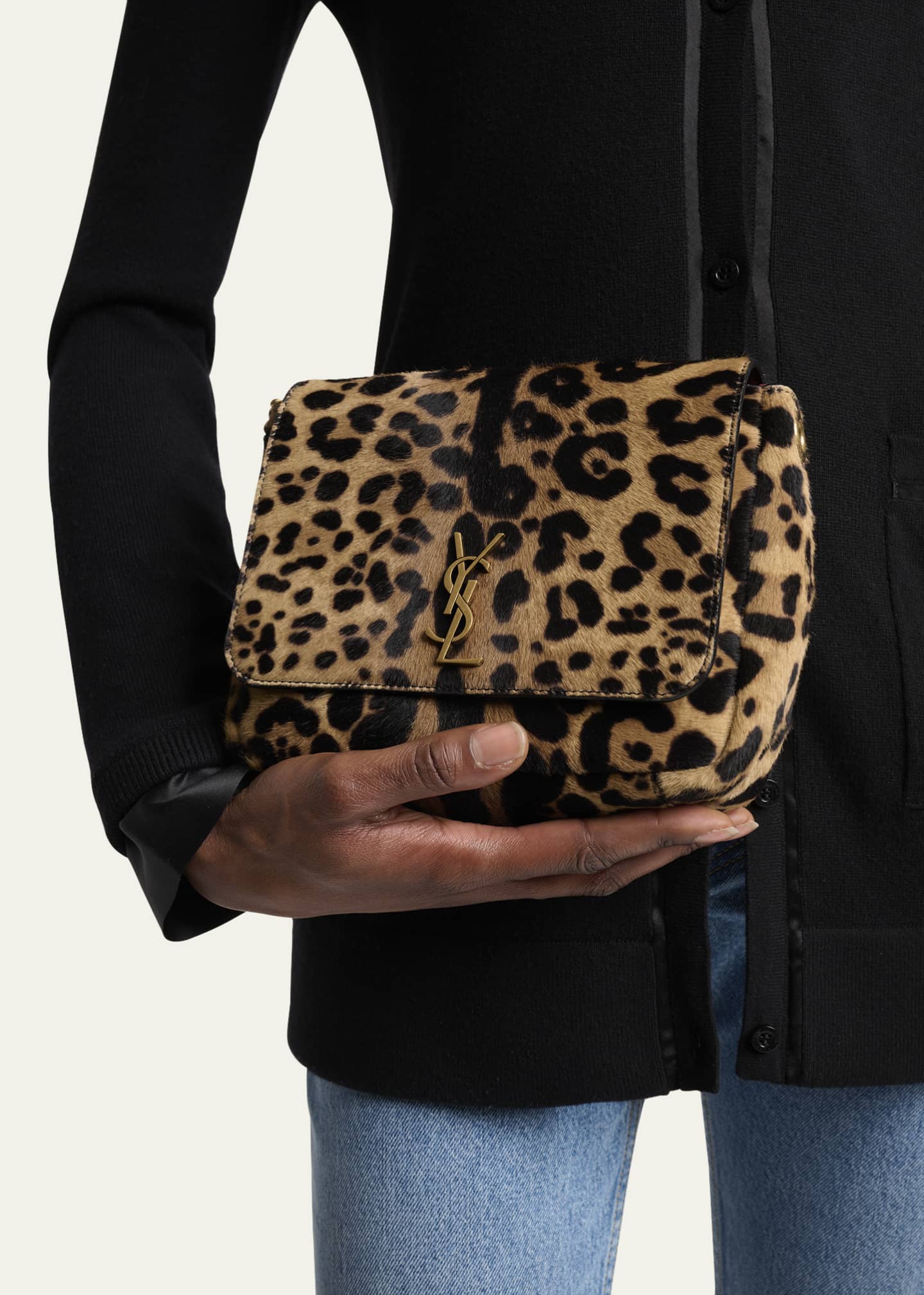 Saint Laurent Kate YSL Shoulder Bag in LeopardPrint Calf Hair — free download