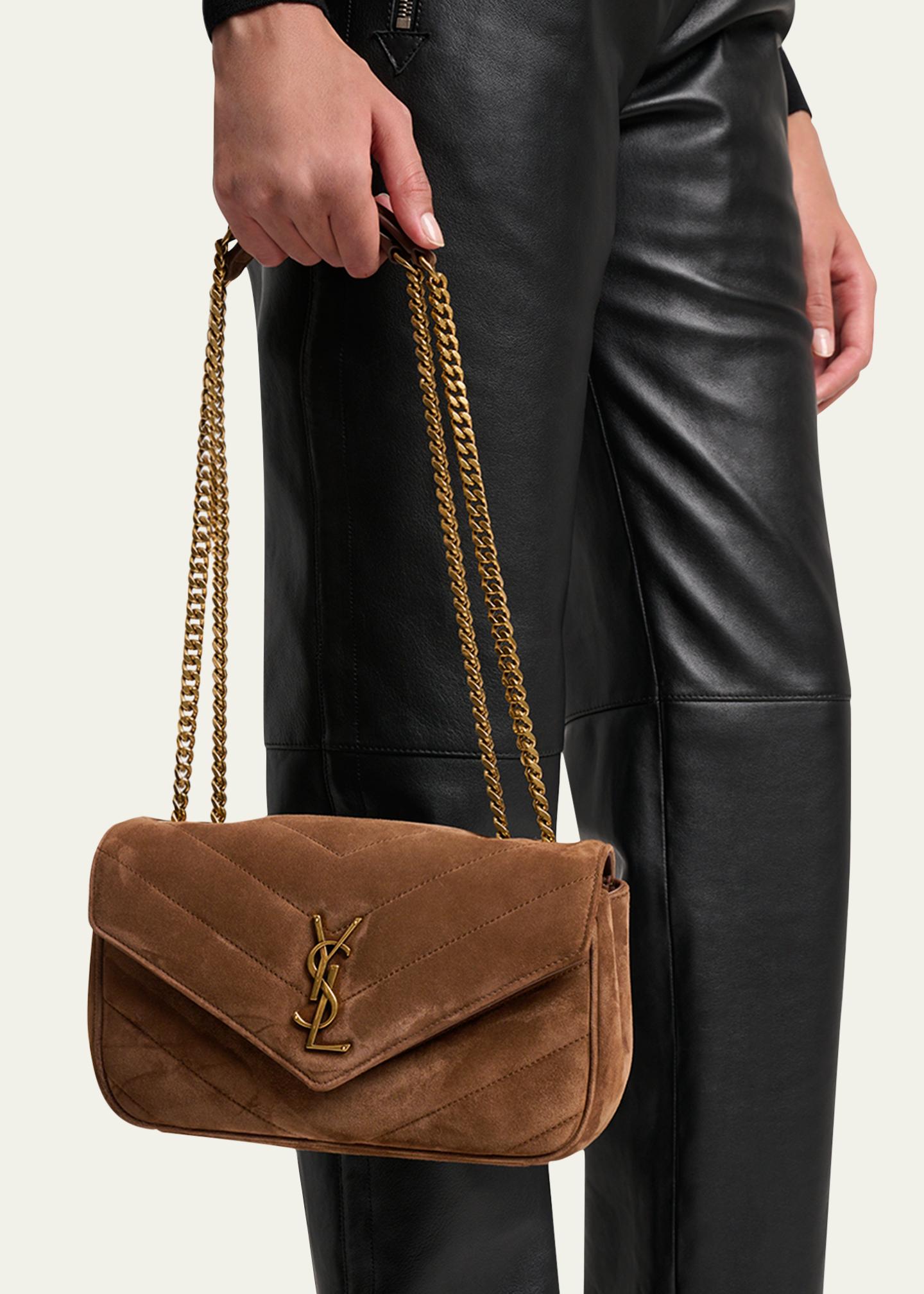 Saint Laurent Loulou Small YSL Shoulder Bag in Matelasse Suede 