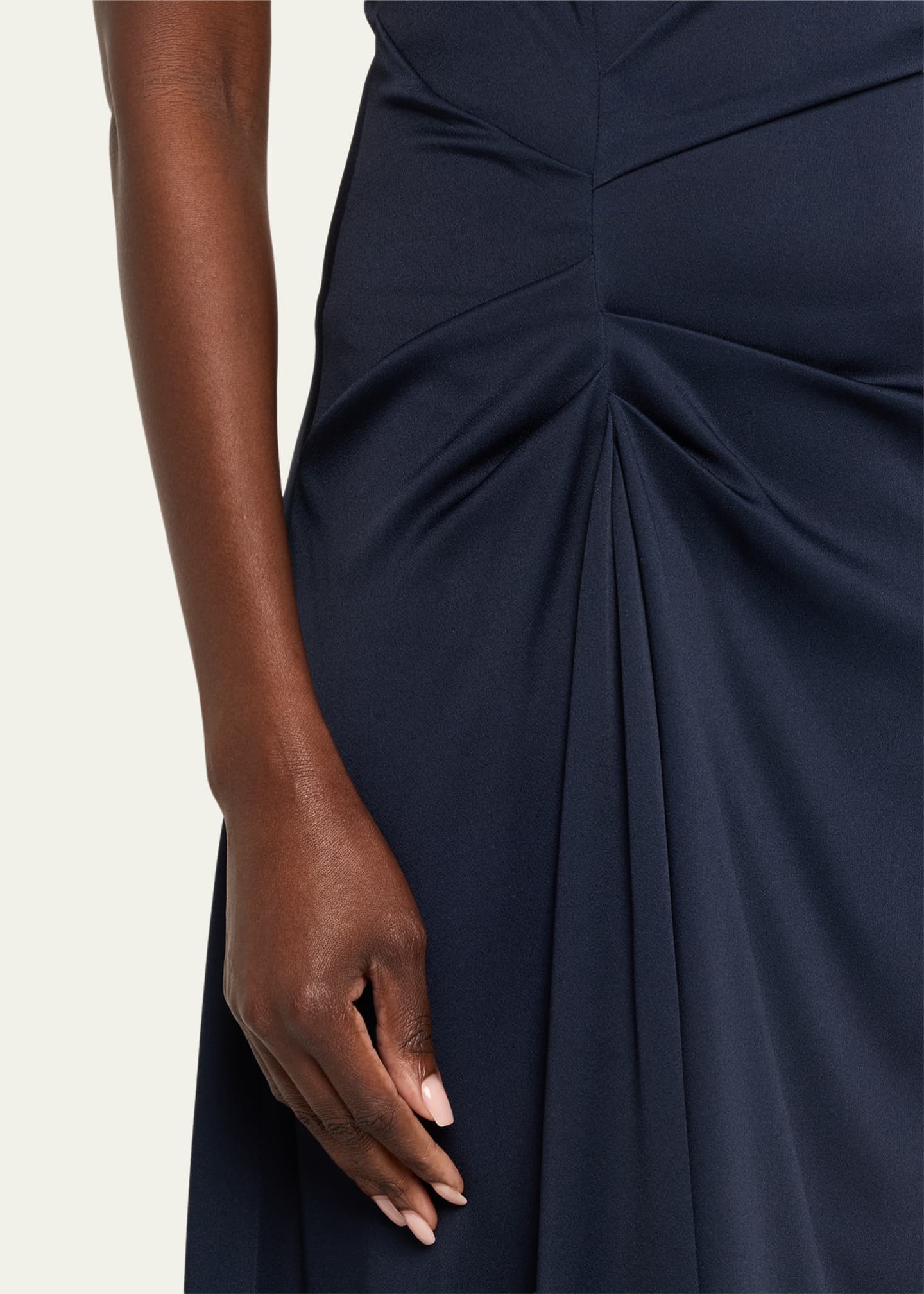 Michael Kors Satin Cowl Neck Cinched Dress - Midnight - 4
