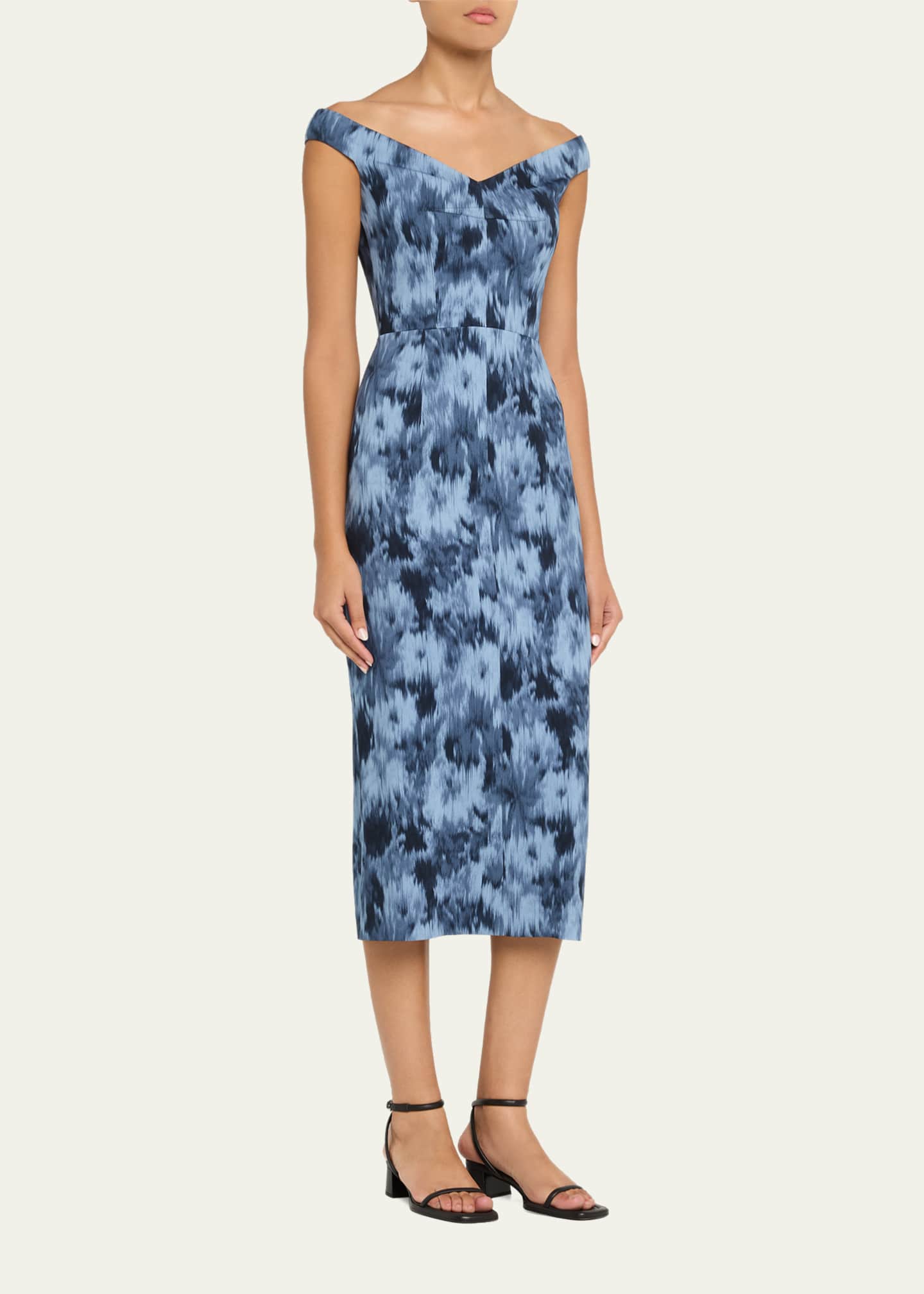 Michael Kors Collection Women's Portrait Neck Sheath Dress - Lake Multi - Size 8