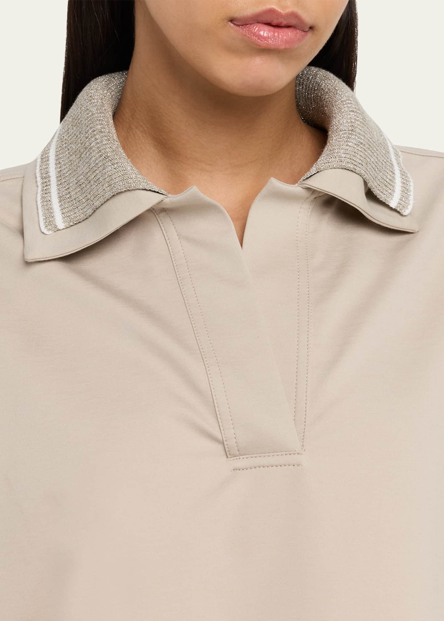 Brunello Cucinelli Techno Couture Fleece Polo Shirt With Double