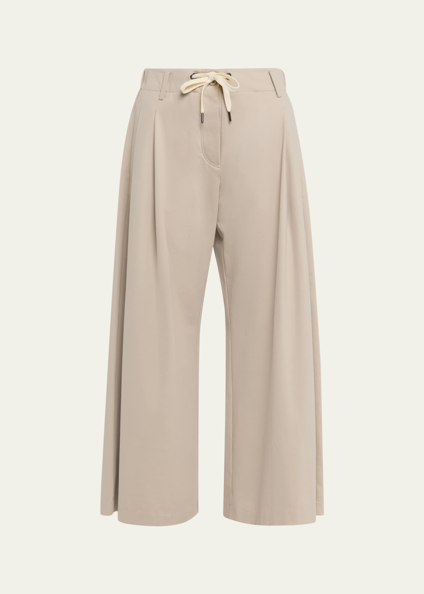 Brunello Cucinelli Pleated Wide-Leg Crop Sport Pants - Bergdorf