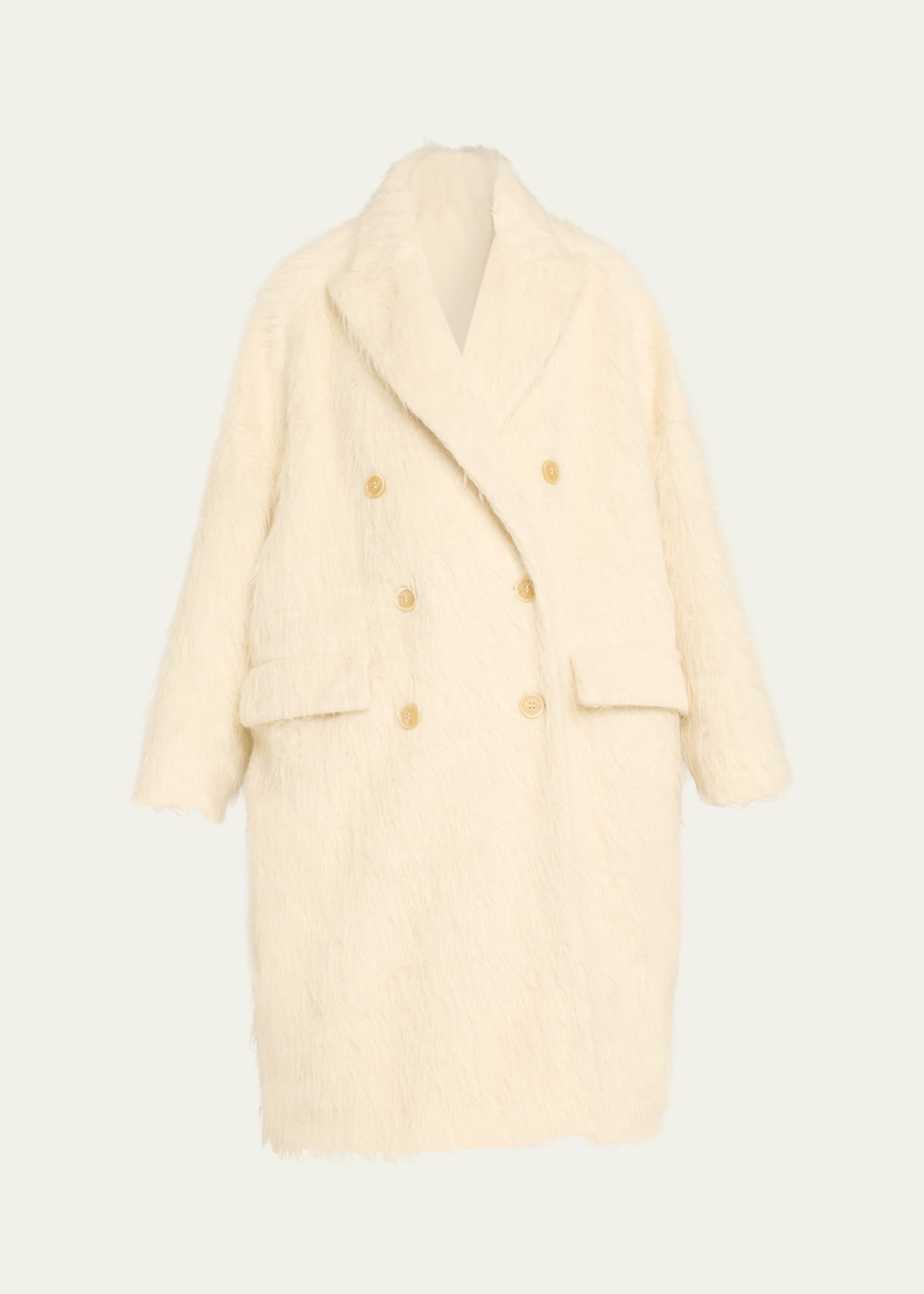 Brunello Cucinelli Fuzzy Alpaca Double-Breasted Overcoat
