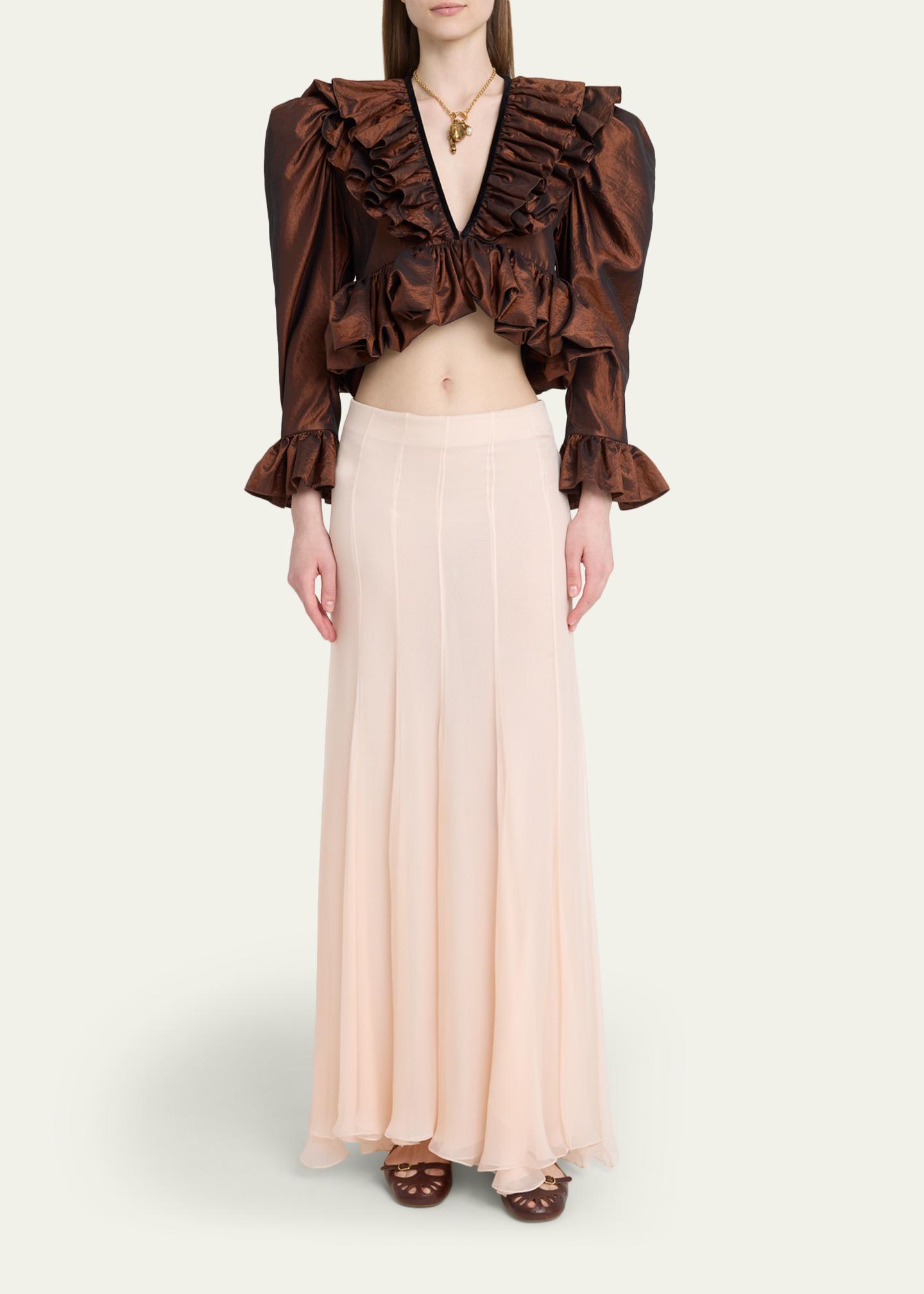 Chloe Ruffle-Trim Cropped Blouse - Bergdorf Goodman