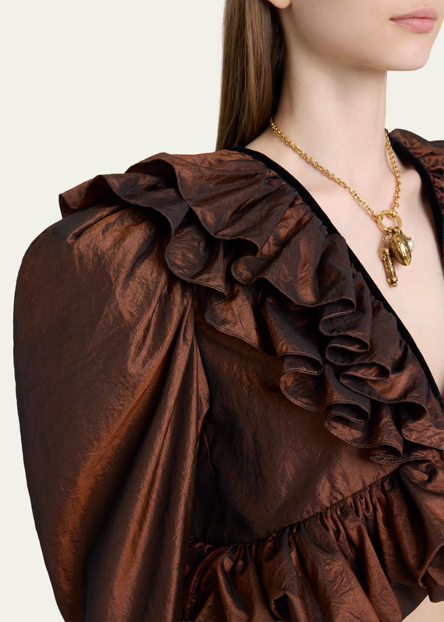 Chloe Ruffle-Trim Cropped Blouse - Bergdorf Goodman