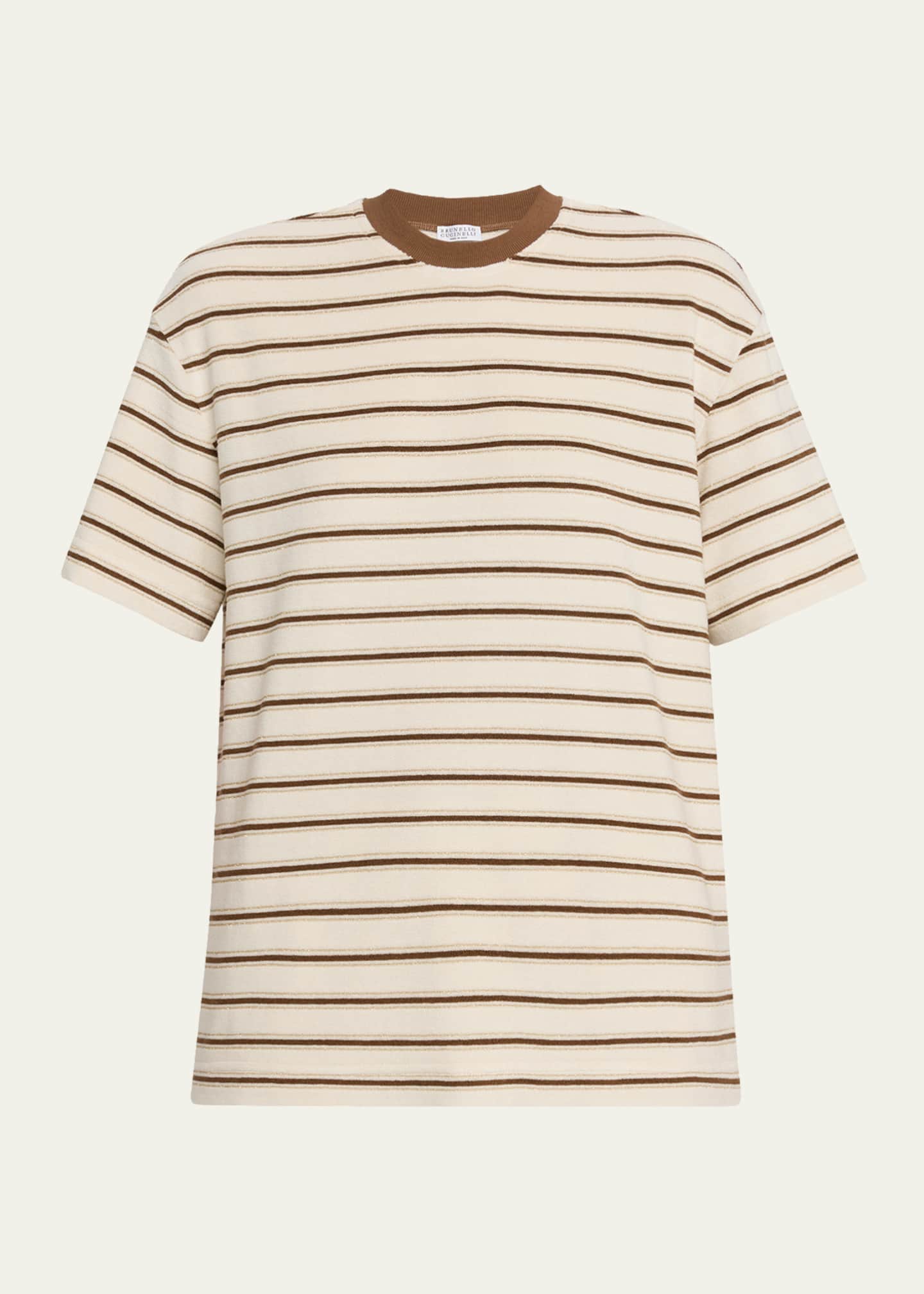 Brunello Cucinelli Metallic Striped Cotton-Silk Towelling Short