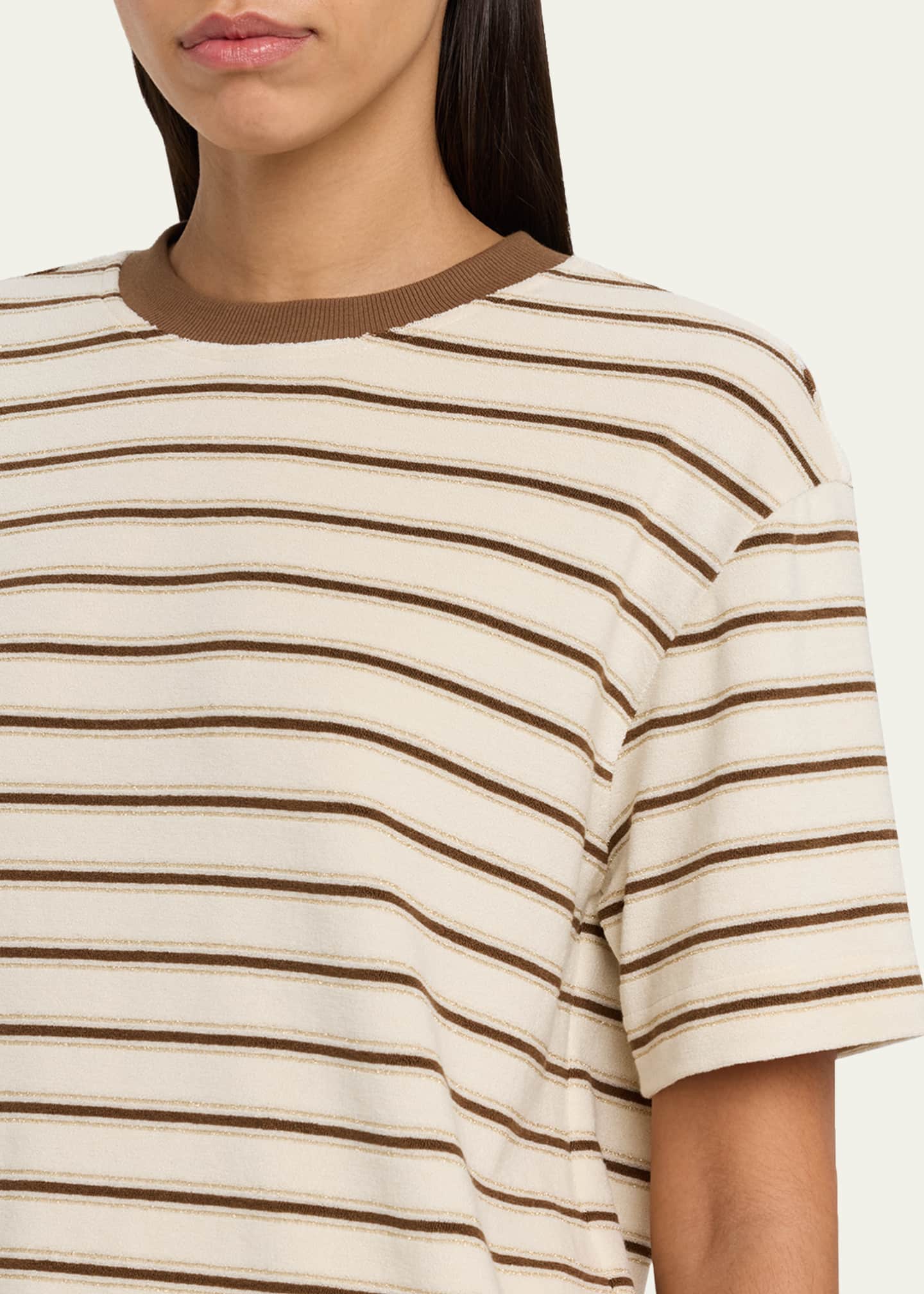 Brunello Cucinelli Metallic Striped Cotton-Silk Towelling Short