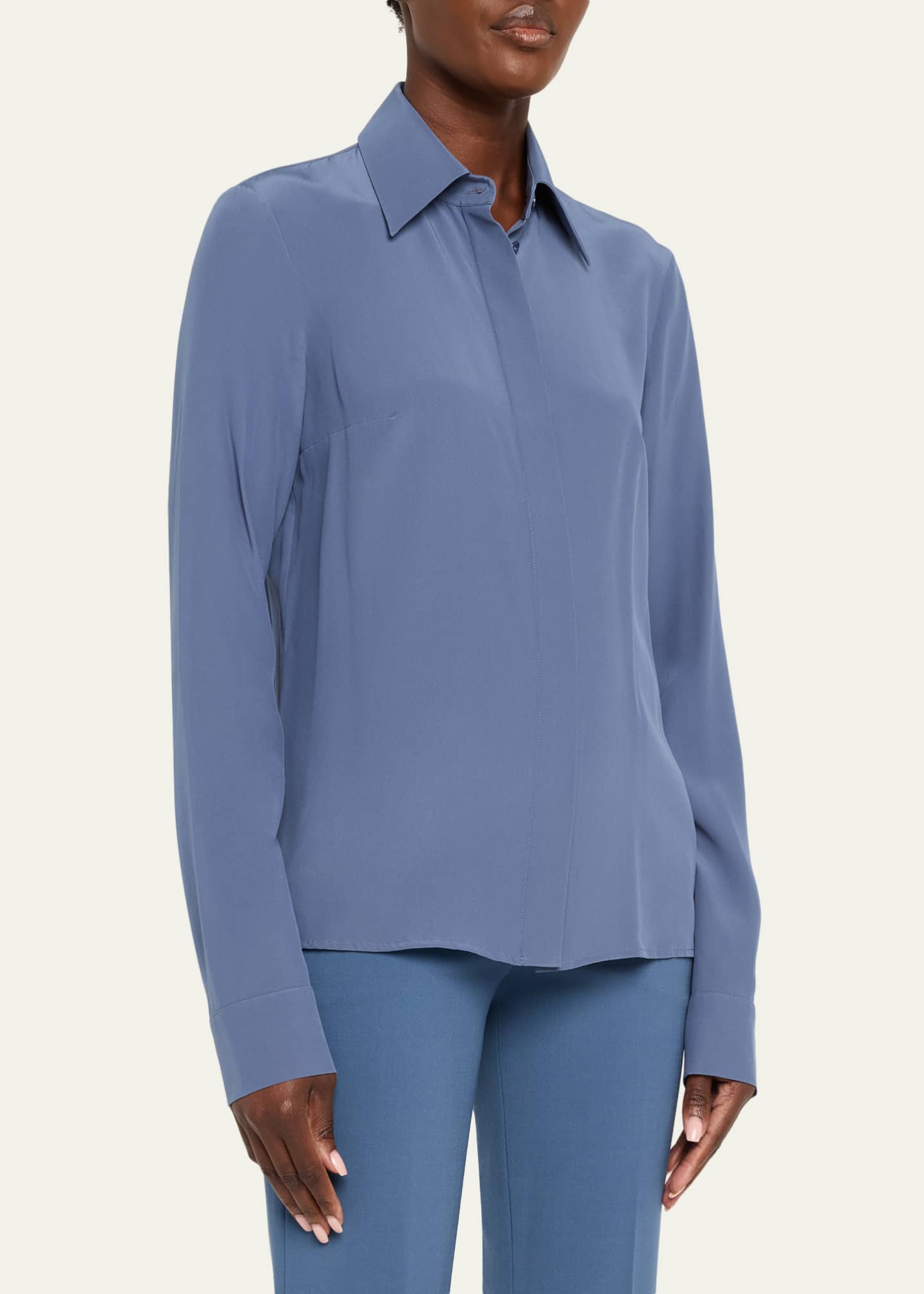 Michael Kors Collection Women's Hansen Button-Front Shirt - Steel - Size 0