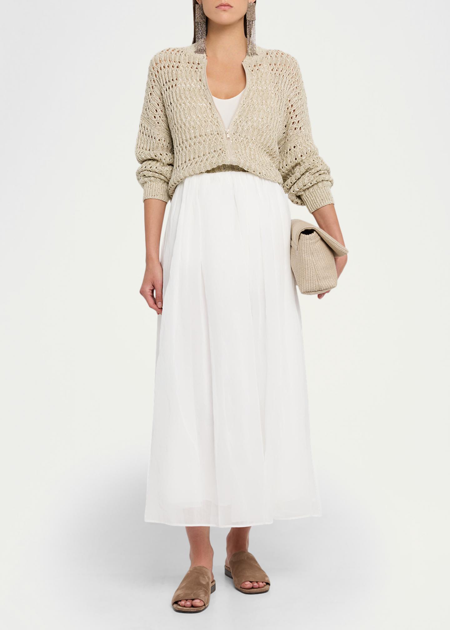 Brunello Cucinelli Cotton Organza Pull-On Midi Skirt - Bergdorf 