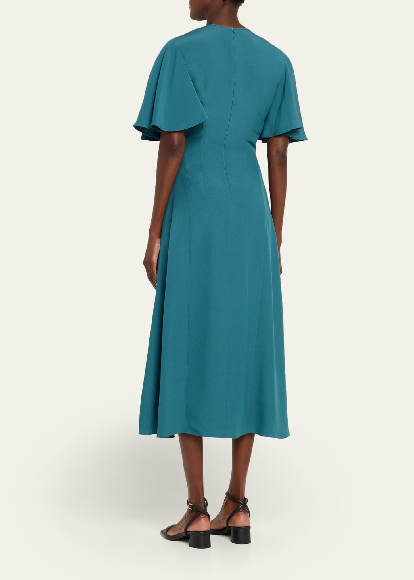 Michael Kors Cady Crepe Flutter Sleeve Dress - Teal - 6