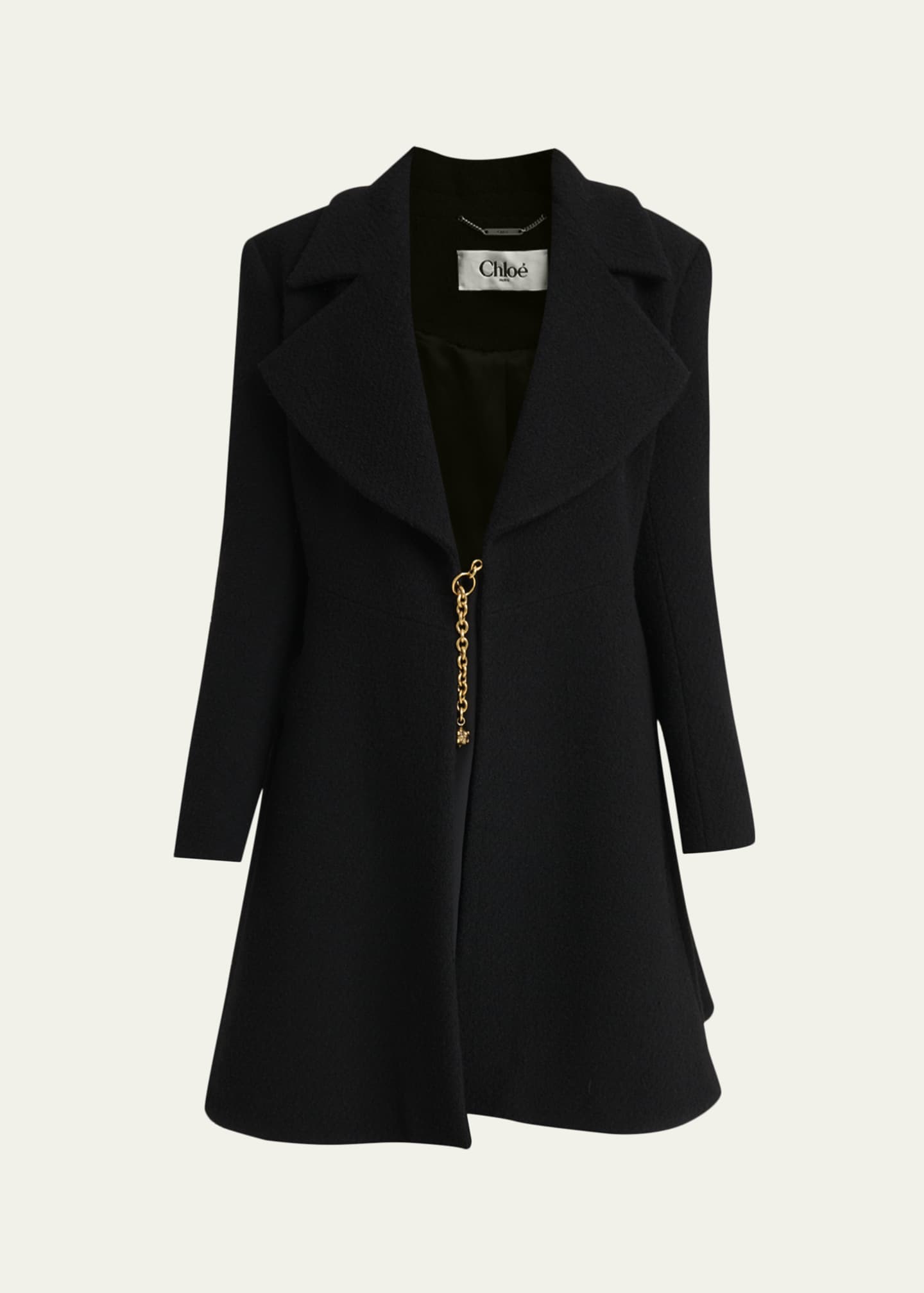 Chloé 黒 ウール オープンフロントコート Chloe Boucle Wool-Blend Coat - Bergdorf Goodman