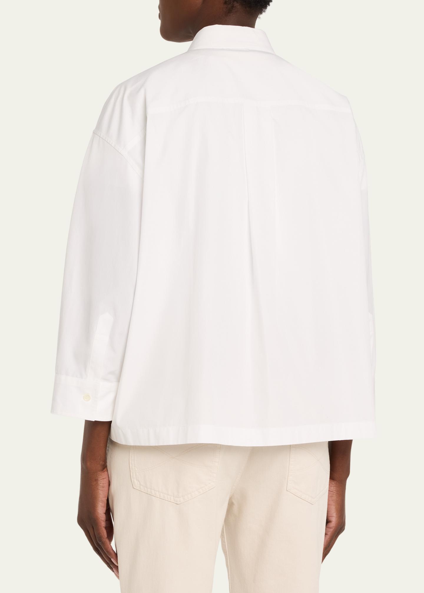 Brunello Cucinelli Monili-Trim Matte Poplin Button-Down Shirt