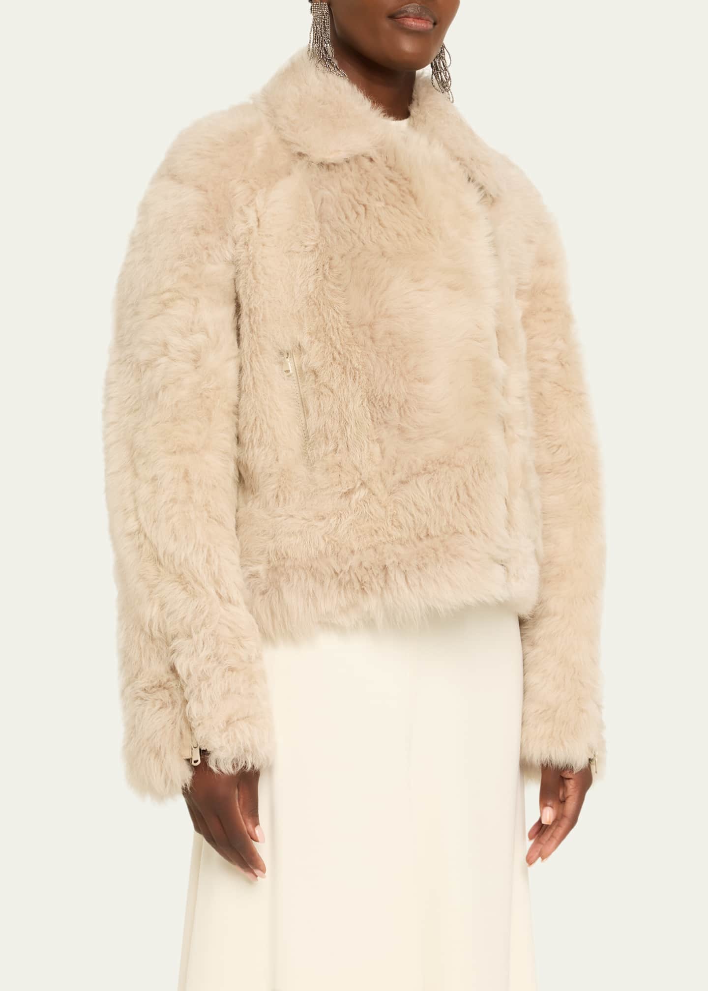 Brunello Cucinelli Lamb Shearling Moto Jacket - Bergdorf Goodman