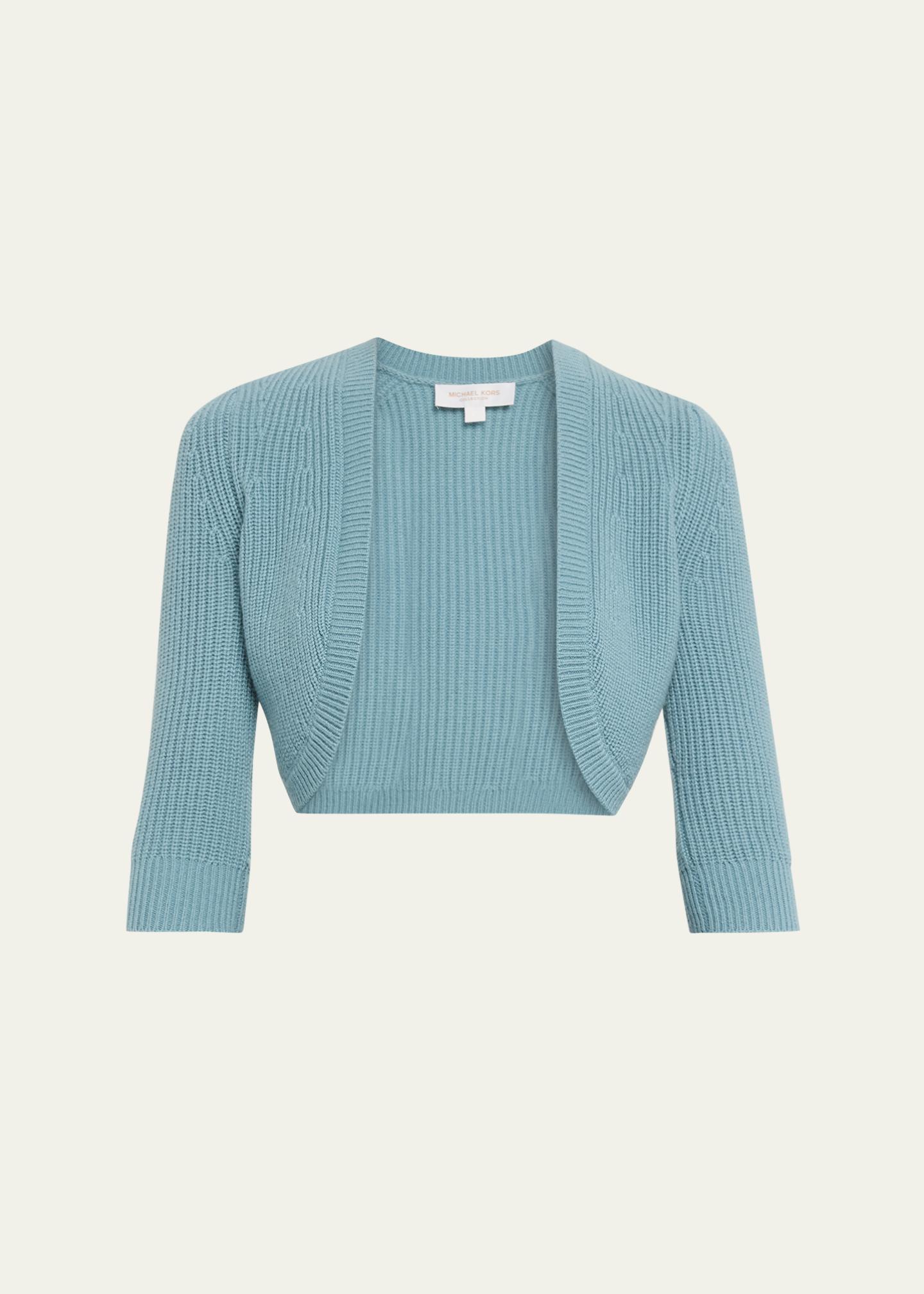 Michael Kors Collection Cropped Shaker Knit Cashmere Cardigan 