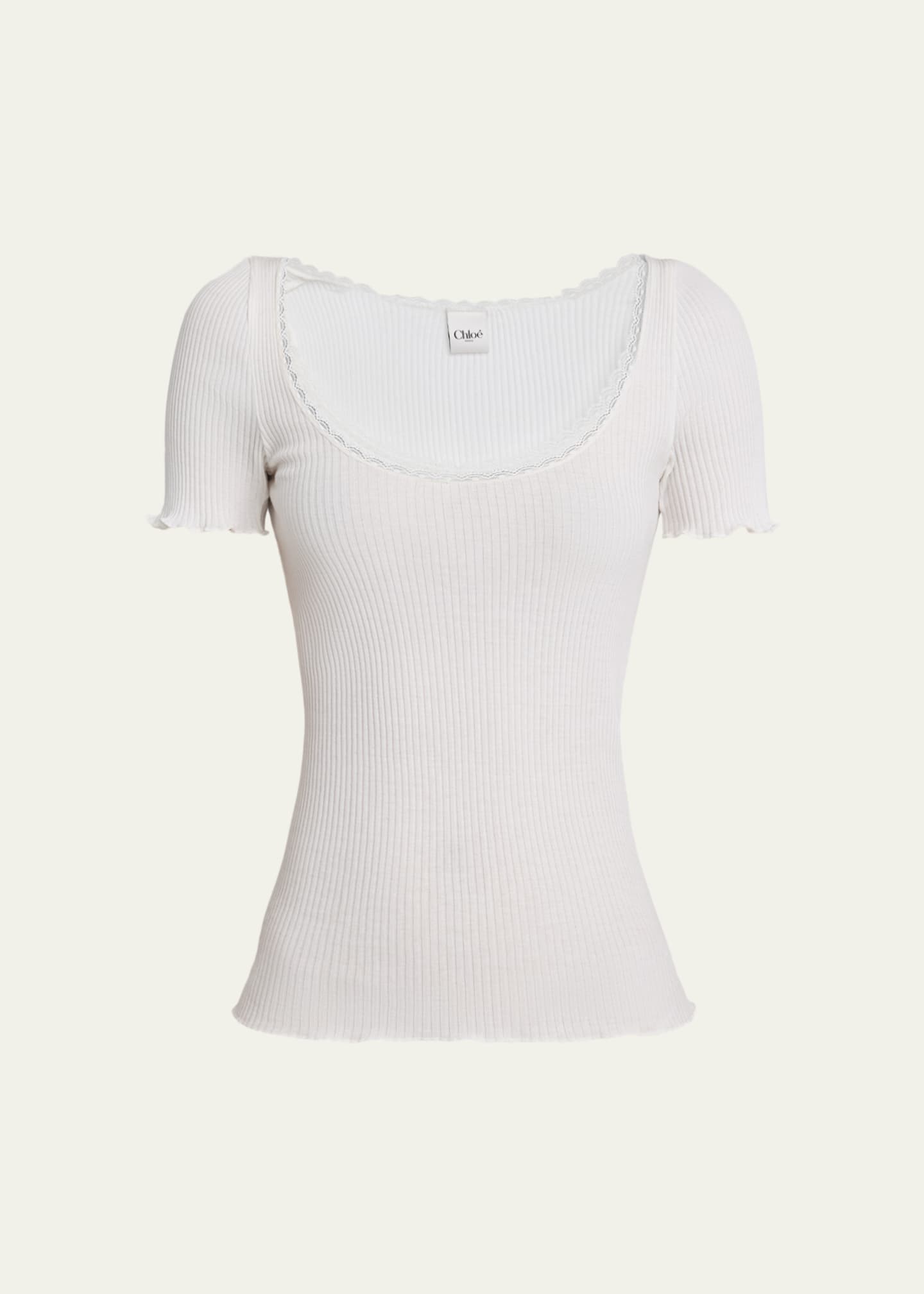 Chloe Lace-Trim Ribbed Scoop-Neck Top - Bergdorf Goodman