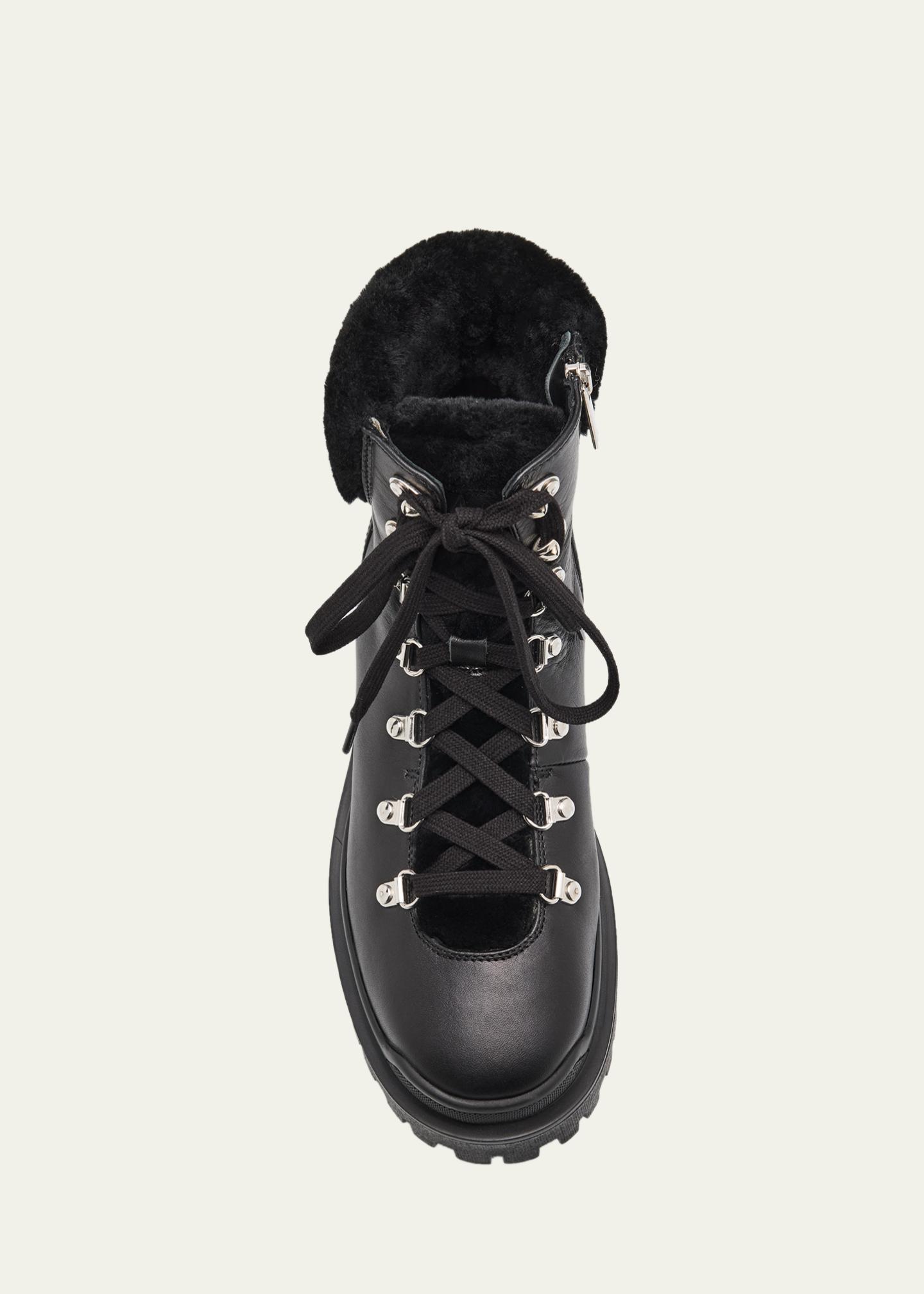 Aquatalia Coralie Leather & Shearling Hiking Boots 