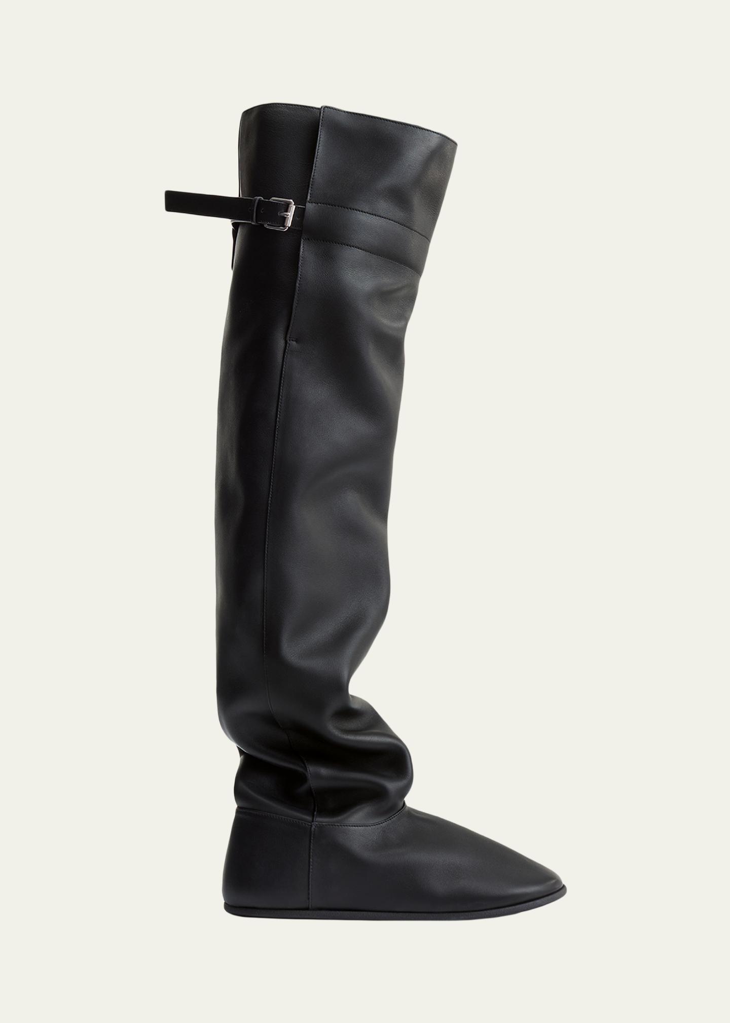 Christen Big Shearling-Lined Leather Over-the-Knee Boots - Bergdorf Goodman