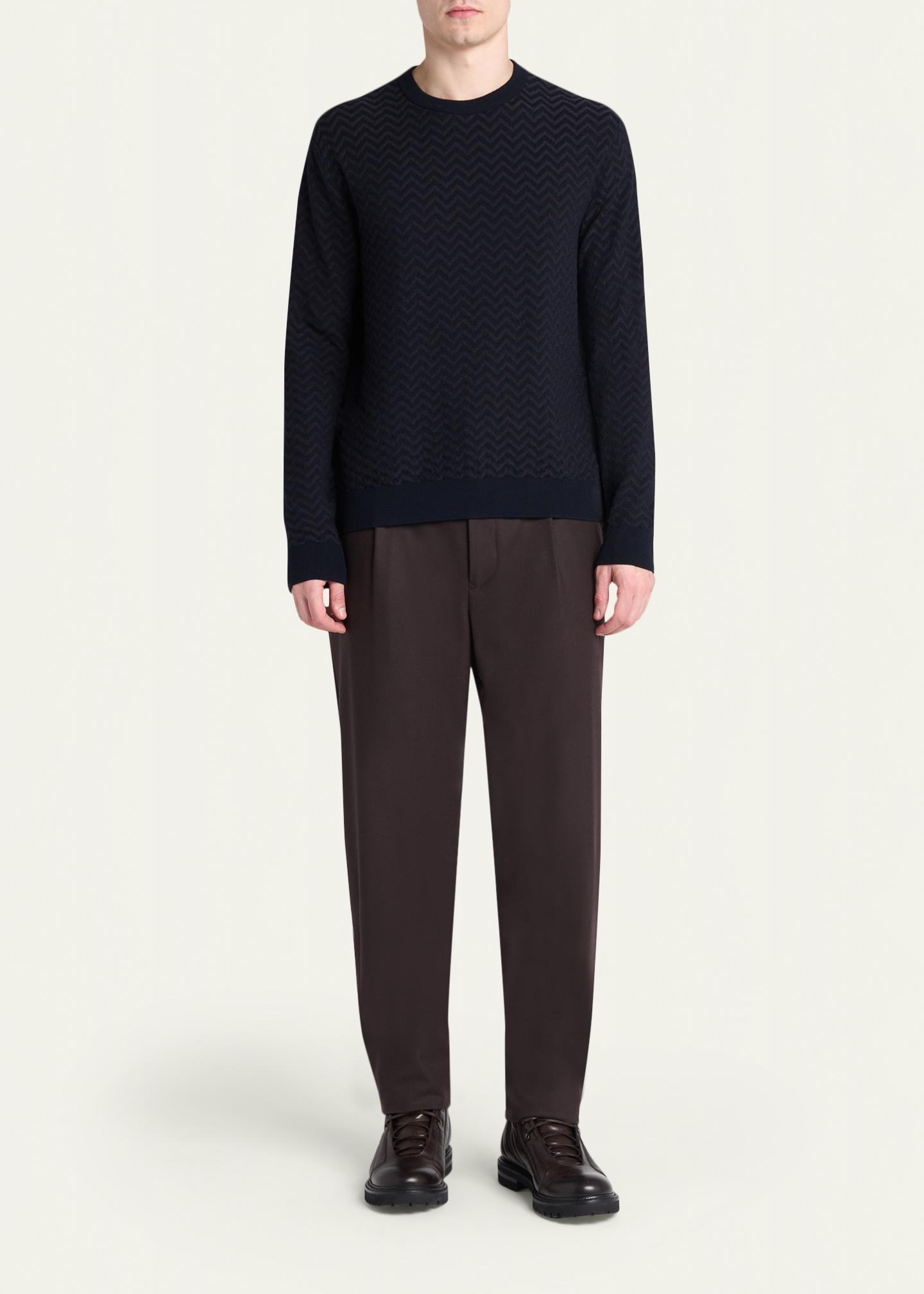 Giorgio Armani Men's Bicolor Chevron Crewneck Sweater - Bergdorf Goodman