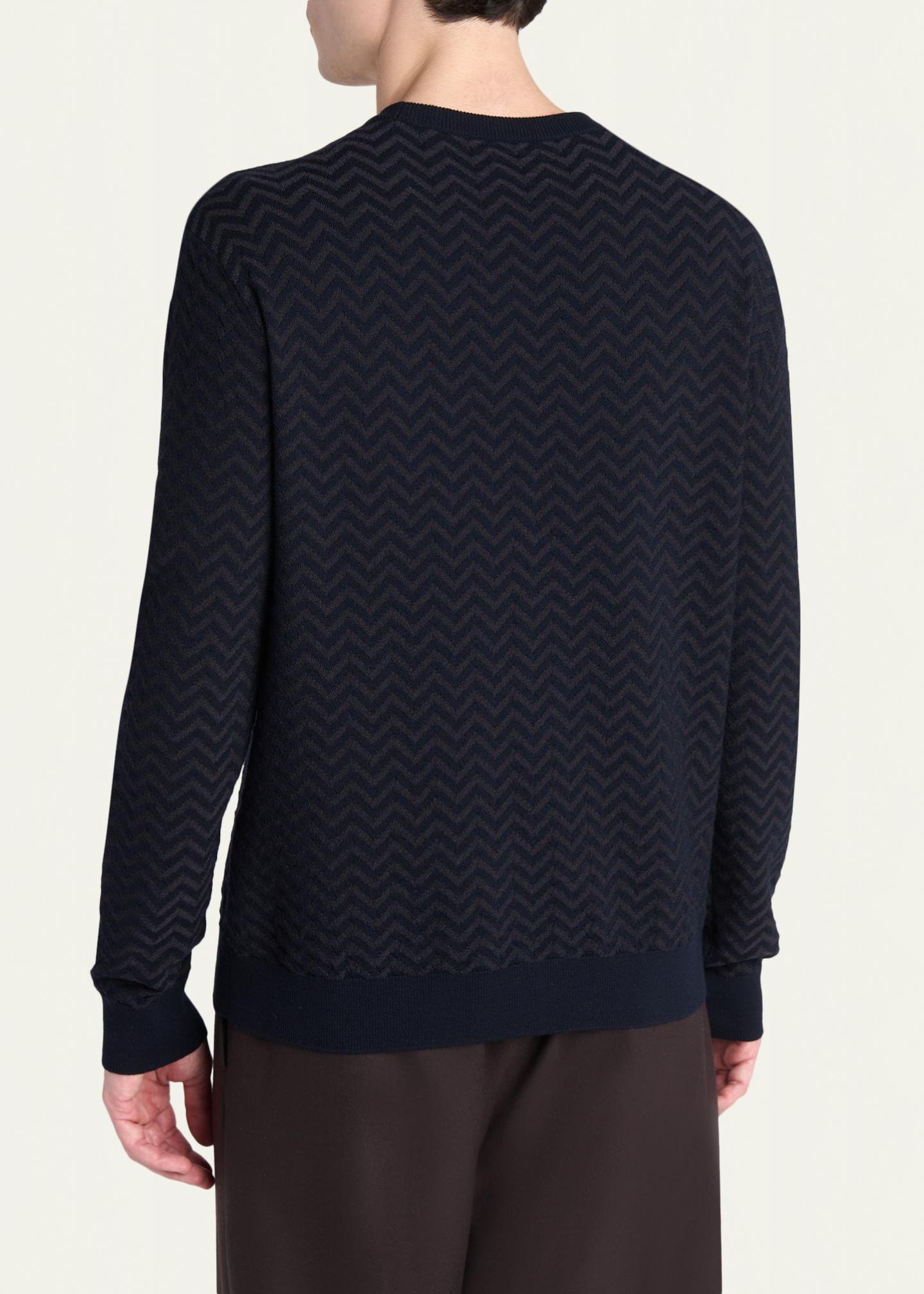 Giorgio Armani Men's Bicolor Chevron Crewneck Sweater - Bergdorf Goodman