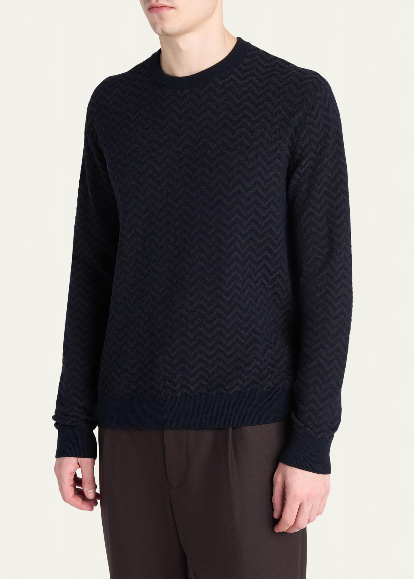Giorgio Armani Men's Bicolor Chevron Crewneck Sweater - Bergdorf Goodman