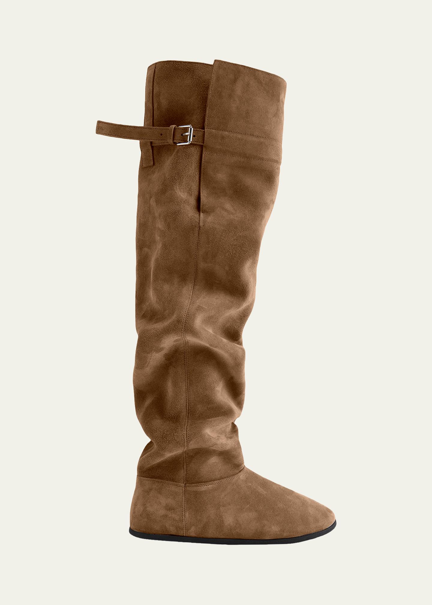 Christen Big Shearling-Lined Suede Over-the-Knee Boots - Bergdorf Goodman