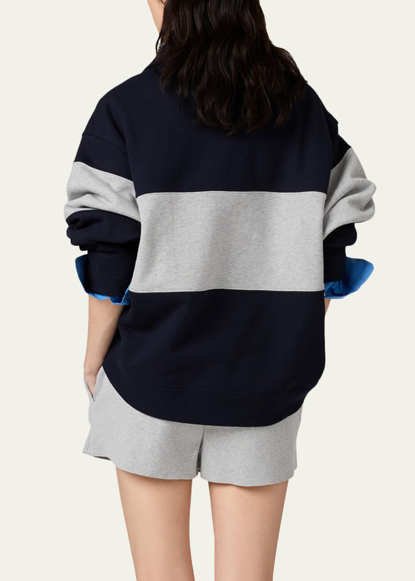 Miu Miu Striped Cotton Polo Sweatshirt - Bergdorf Goodman