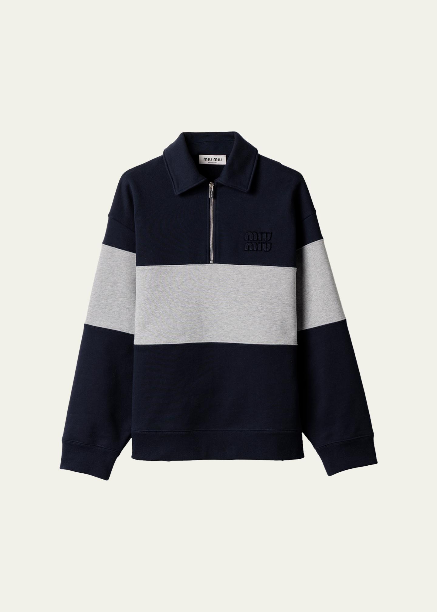 Miu Miu Striped Cotton Polo Sweatshirt - Bergdorf Goodman