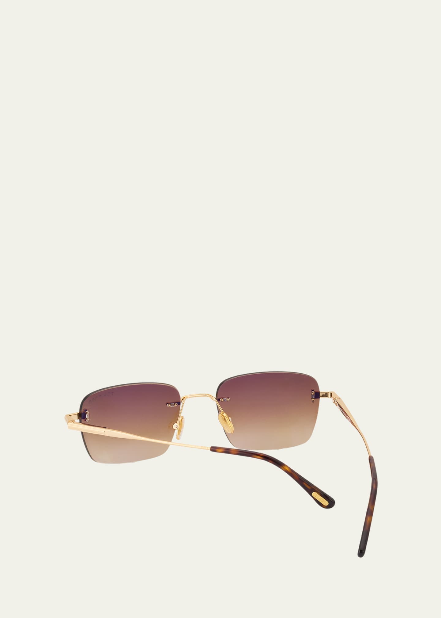 TOM FORD Men's Jake Rimless Rectangular Metal Sunglasses
