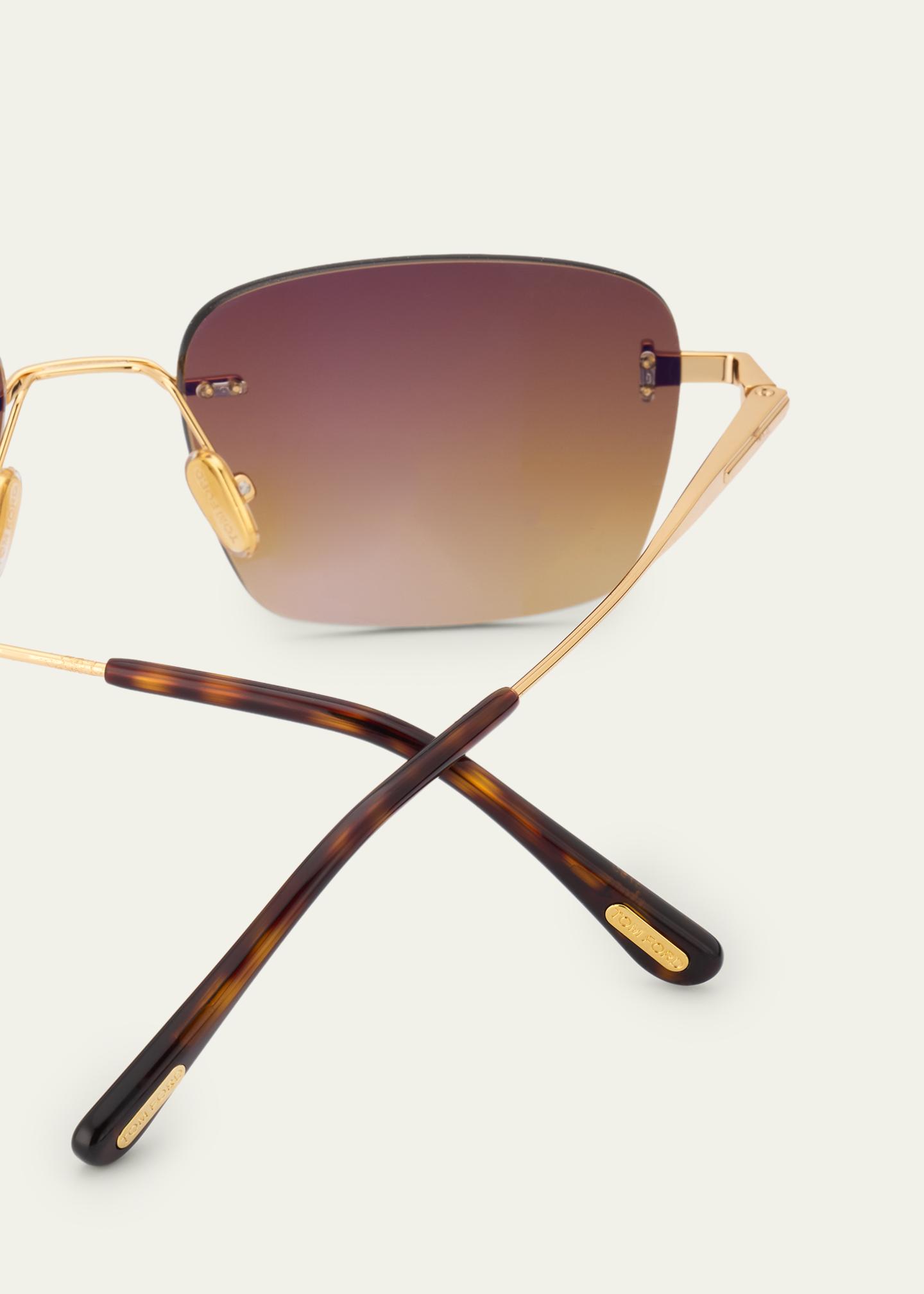 TOM FORD Men's Jake Rimless Rectangular Metal Sunglasses